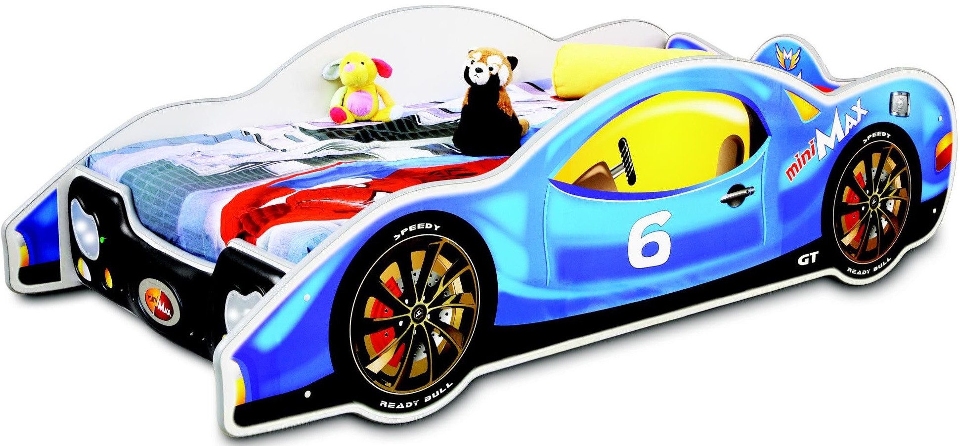 Autobett Fahrzeug Kinderbett aus MDF in Blau mit Matratze