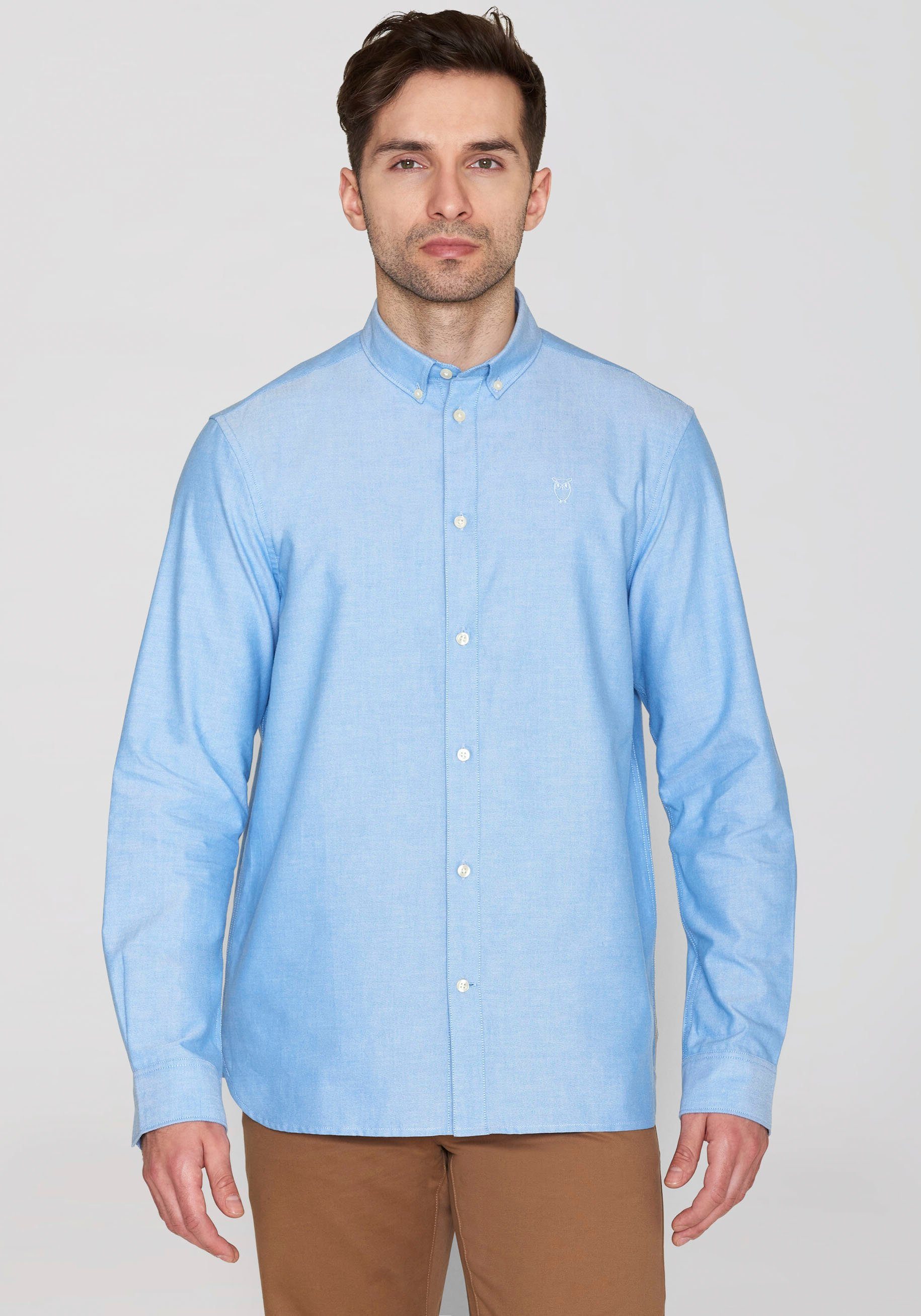 KnowledgeCotton Apparel Langarmhemd HARALD mit Button-Down-Kragen