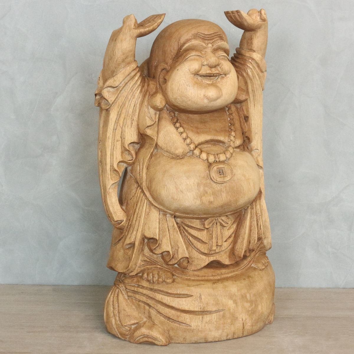 im (1 Ursprungsland traditionelle Buddha cm Dekofigur St), Handarbeit Happy Galerie in Massiv Oriental 50 Herstellung Holzfigur