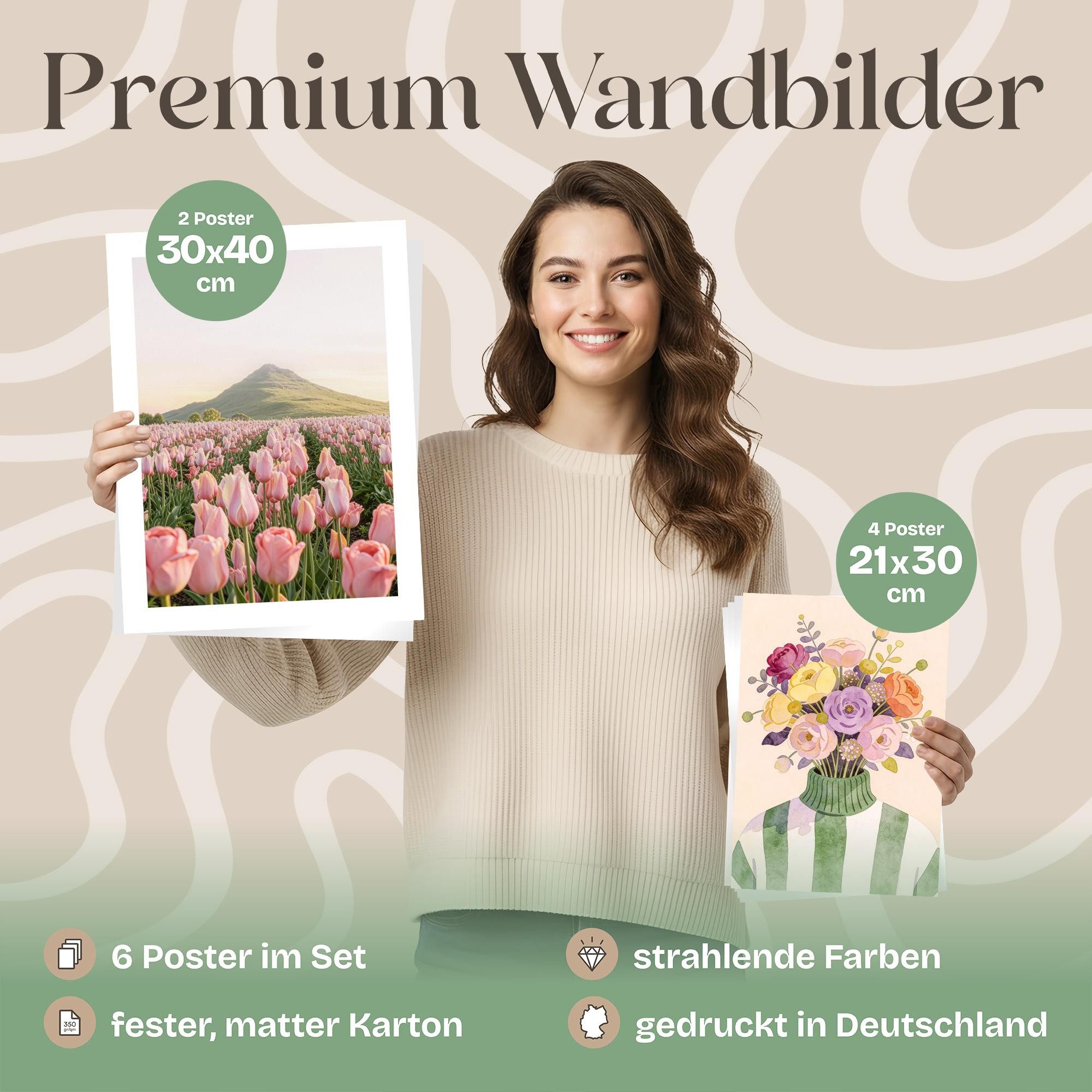 ARTFAVES Bilder-Collage Poster Set Spring Dreams I mehrteilige Bilderwand I Wandbilder Fruehli, (Wandbilder modern, 6 St)
