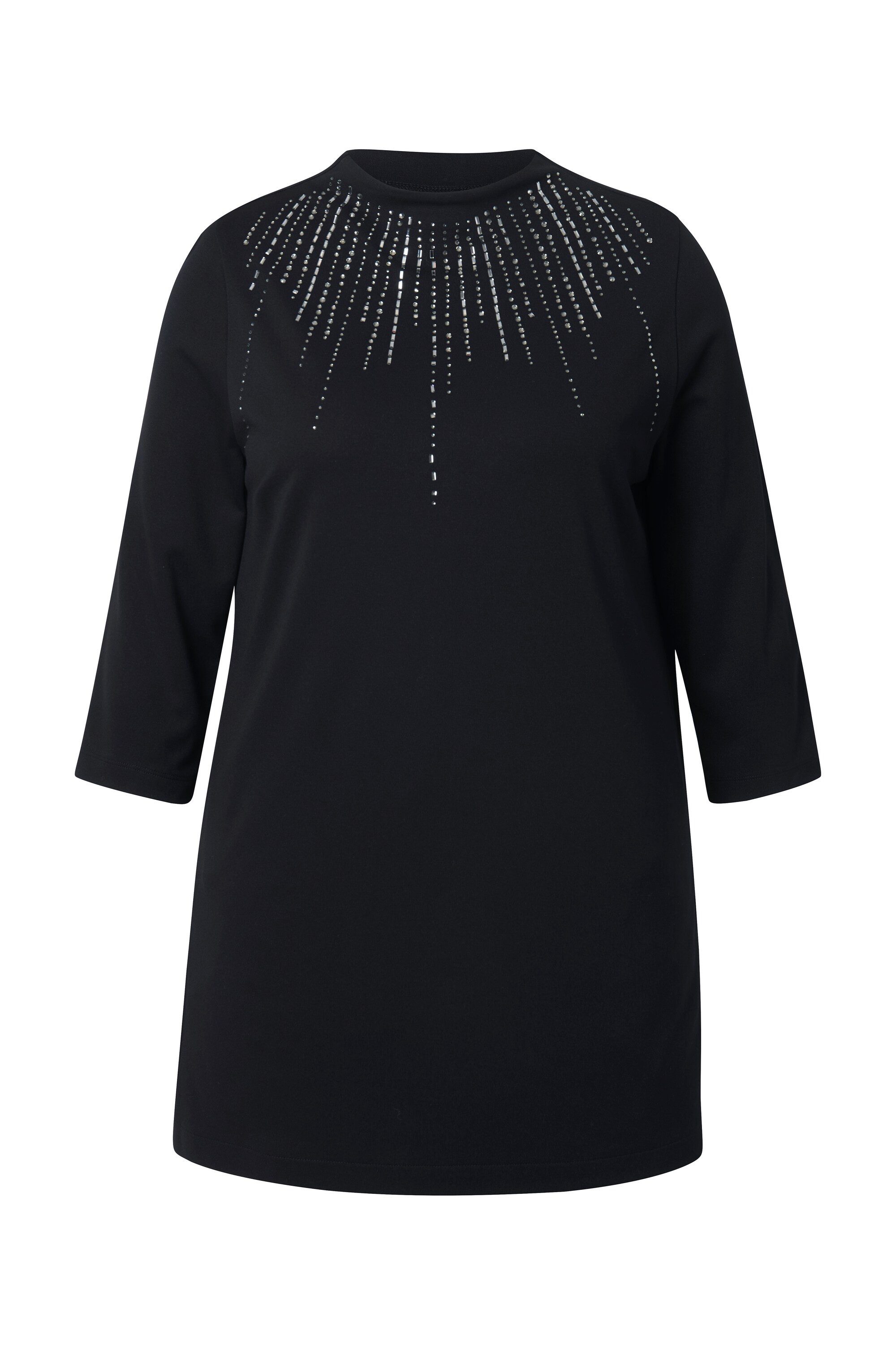 Ulla Popken Sweatshirt Sweatshirt Ziersteine A-Linie Stehkragen Langarm günstig online kaufen