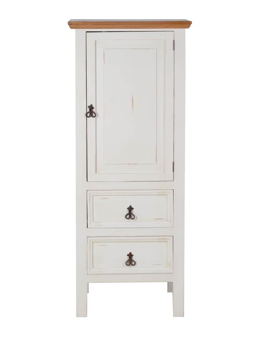 MiaMöbel Hochschrank Mexico aus massivem Pinienholz Weiß