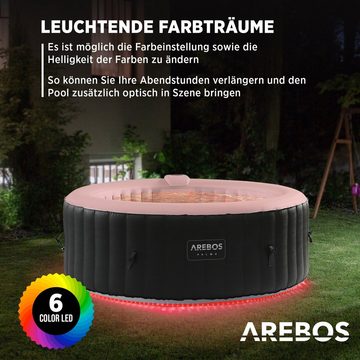 Arebos Whirlpool 180 cm, mit LED-Beleuchtung, 6 Farben, aufblasbar, rund, (Set)