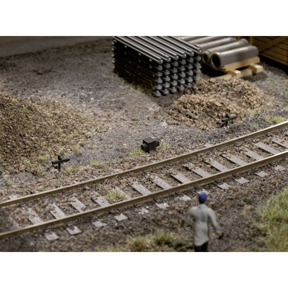 Modelleisenbahn-Fertiggelände H0 10 Seilzughalter und 2 Druckrollenkästen