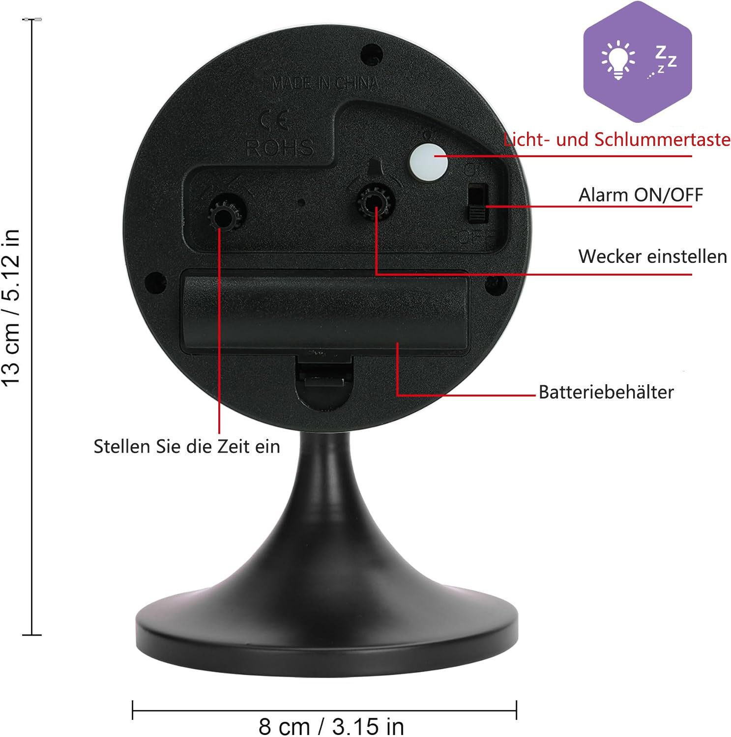 Coonoor Wecker Analogwecker ohne Ticken mit günstig online kaufen