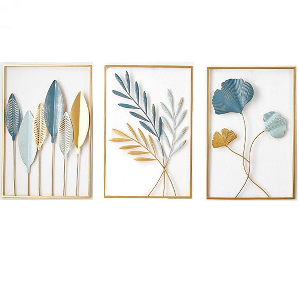 NUODWELL Wanddekoobjekt 3 Stück Metall Wanddekoration Blatt Wand hängende D günstig online kaufen