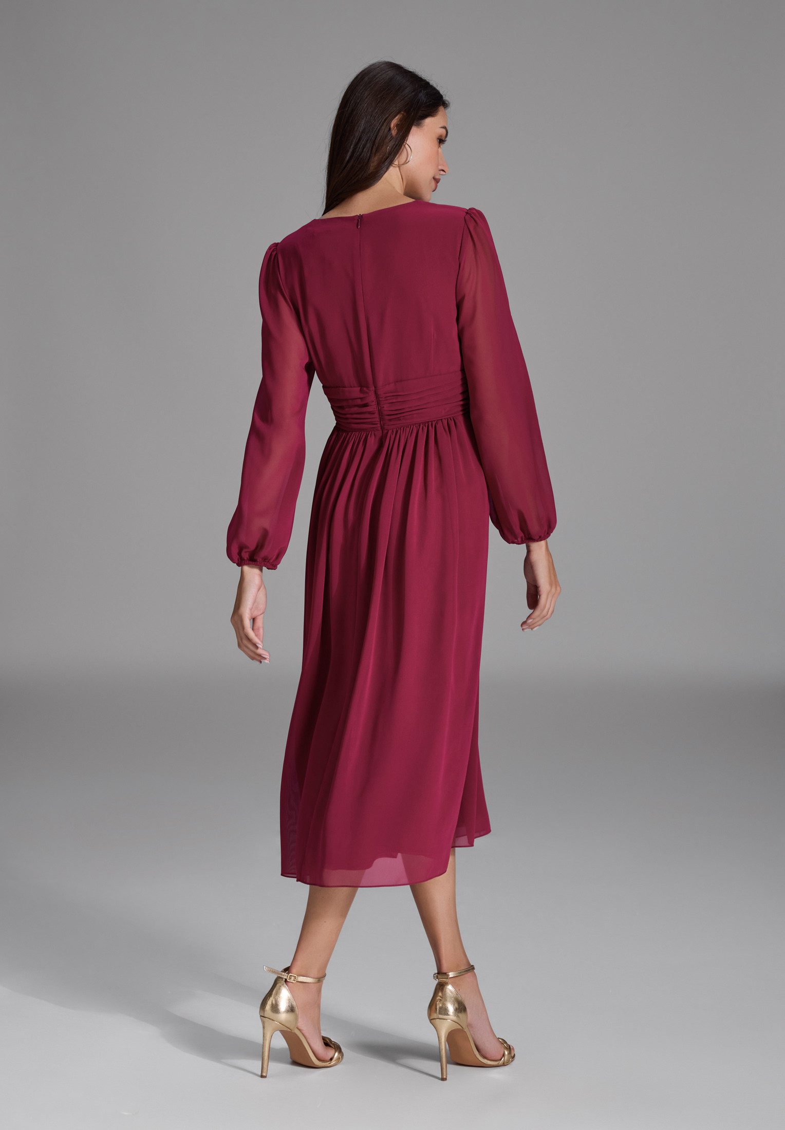 SWING Cocktailkleid - Chiffon Kleid in Wickel Optik Taillierter Schnitt mit günstig online kaufen