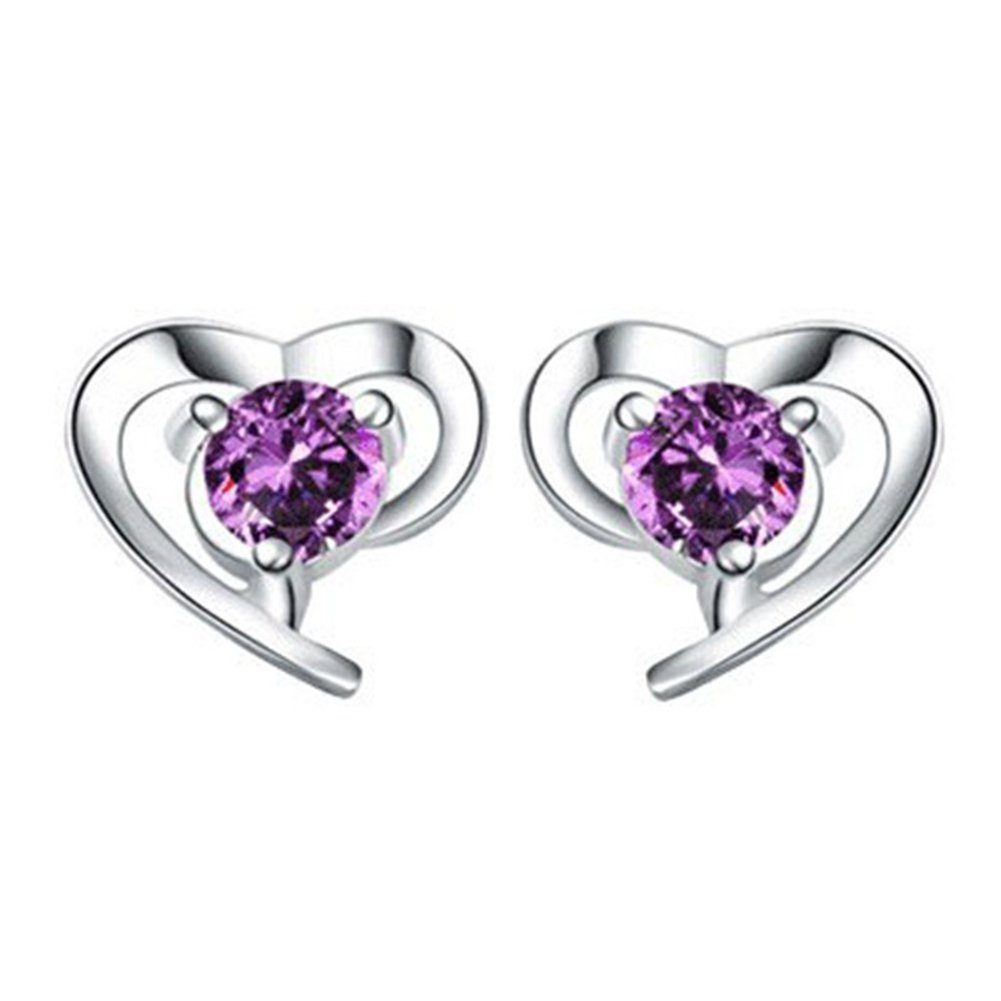 Ohrring-Set Ohrringe Stilvolle Herzförmige Versilbert, Ohrstecker Blusmart Mit Kristallen,