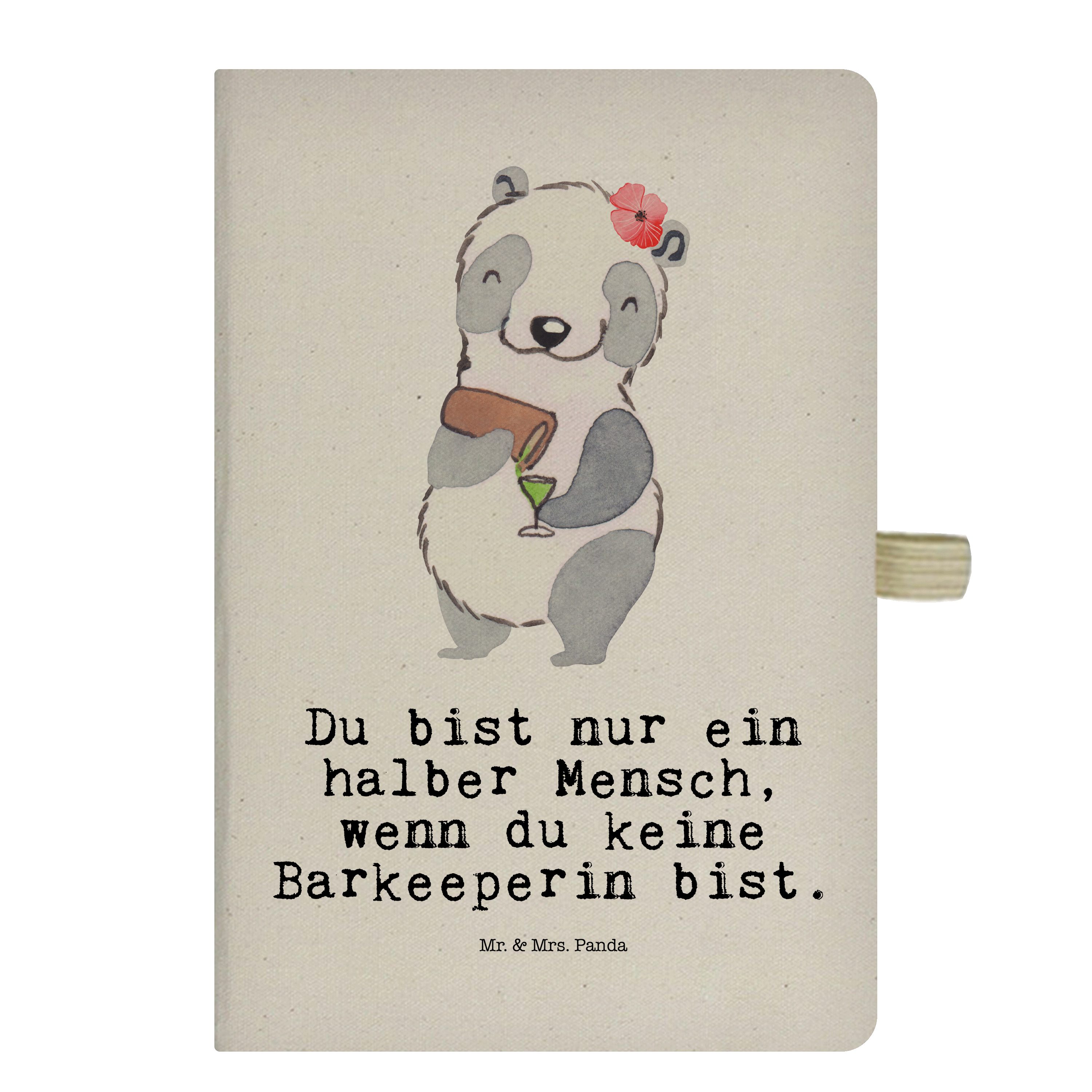 Mr. & Mrs. Panda Notizbuch Barkeeperin mit Herz - Transparent - Geschenk, Ausbildung, Notizen, S Mr. & Mrs. Panda