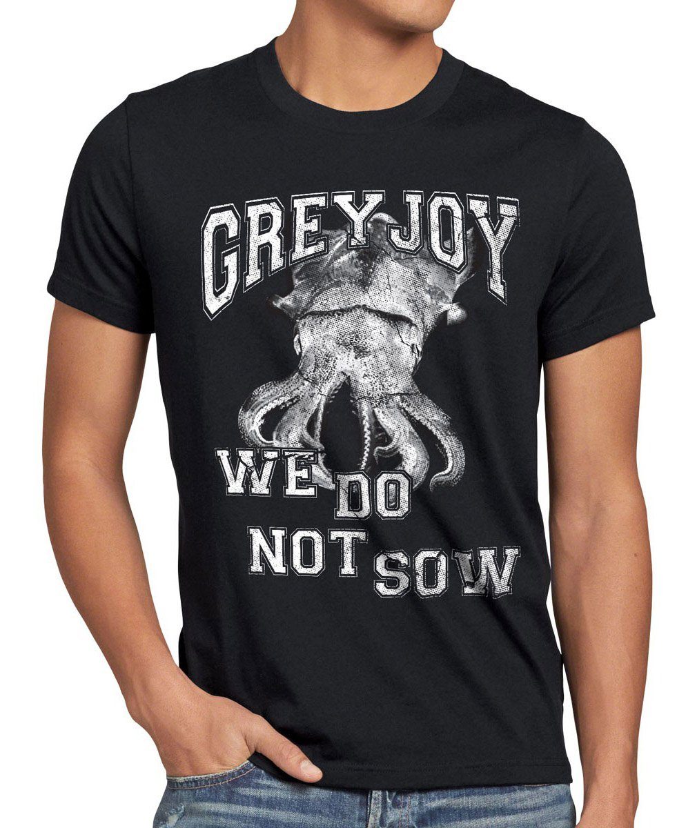 thrones T-Shirt Print-Shirt sow college game Herren eiseninsel style3 graufreud wappen Greyjoy of