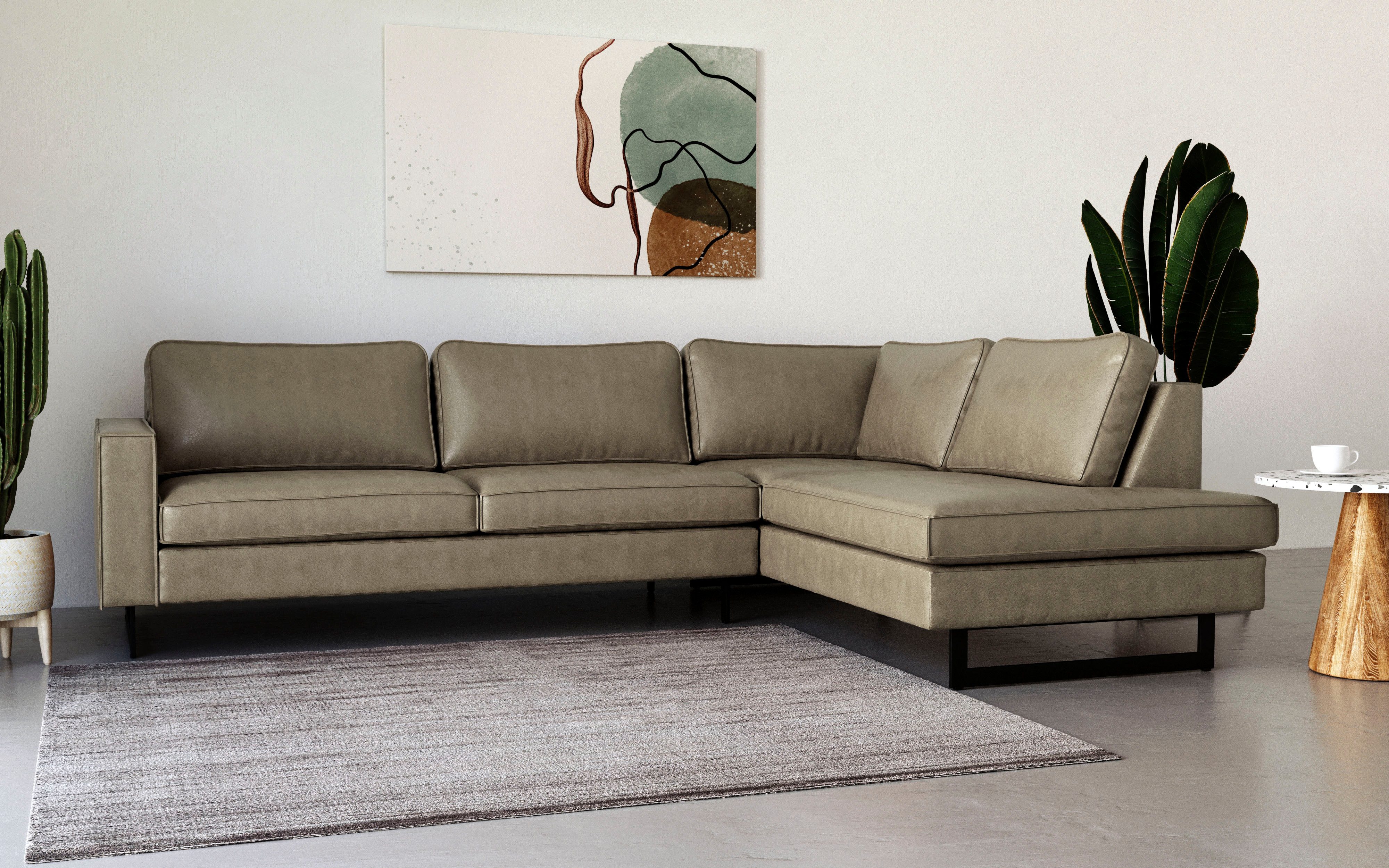 Places of Style Ecksofa "Pinto, 290 cm, Cord, Chenille, Lederoptik, Ottoman günstig online kaufen