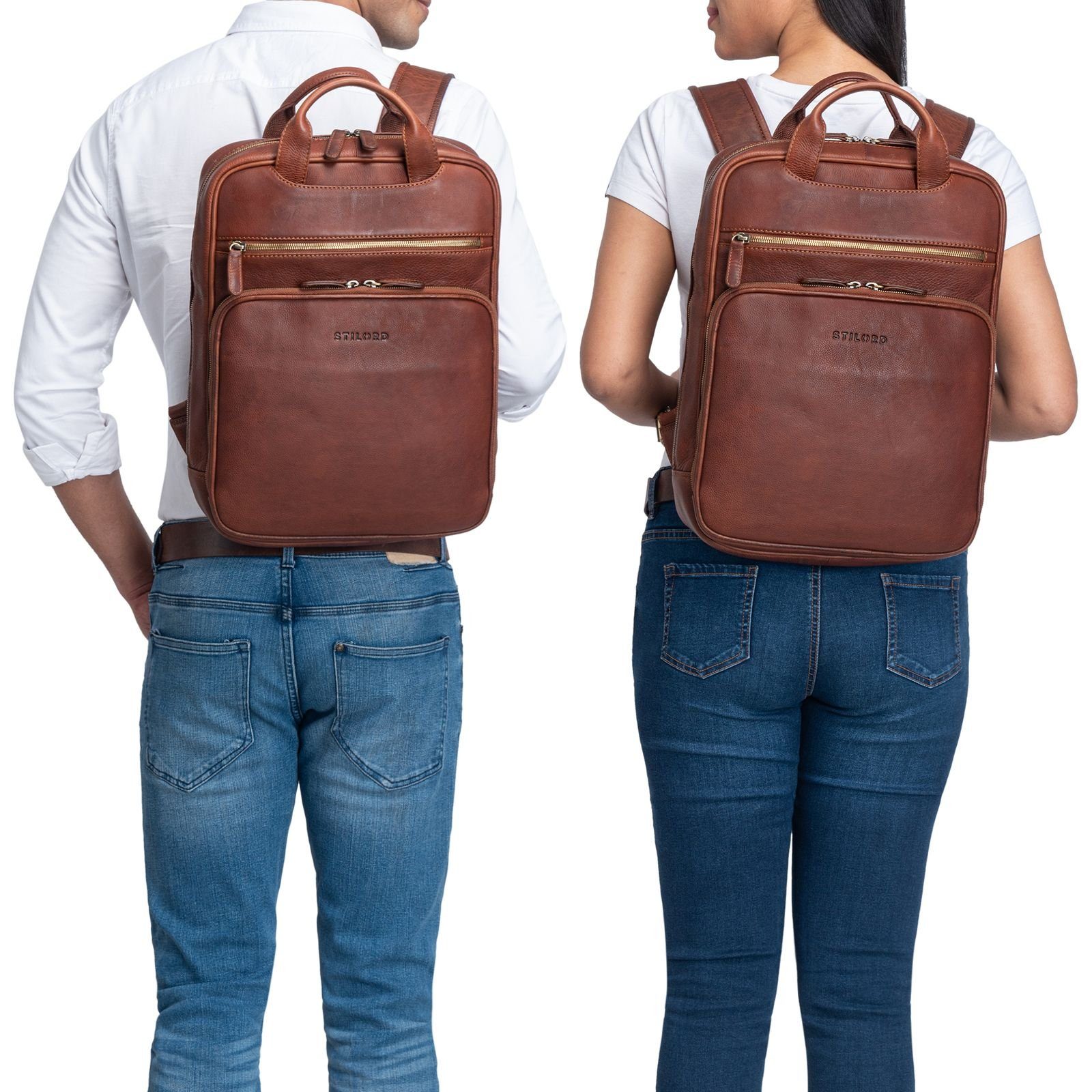 STILORD Notebook-Rucksack "Nova" Moderner Echt-Leder Rucksack Notebook 13,3 Zoll Damen / Herren