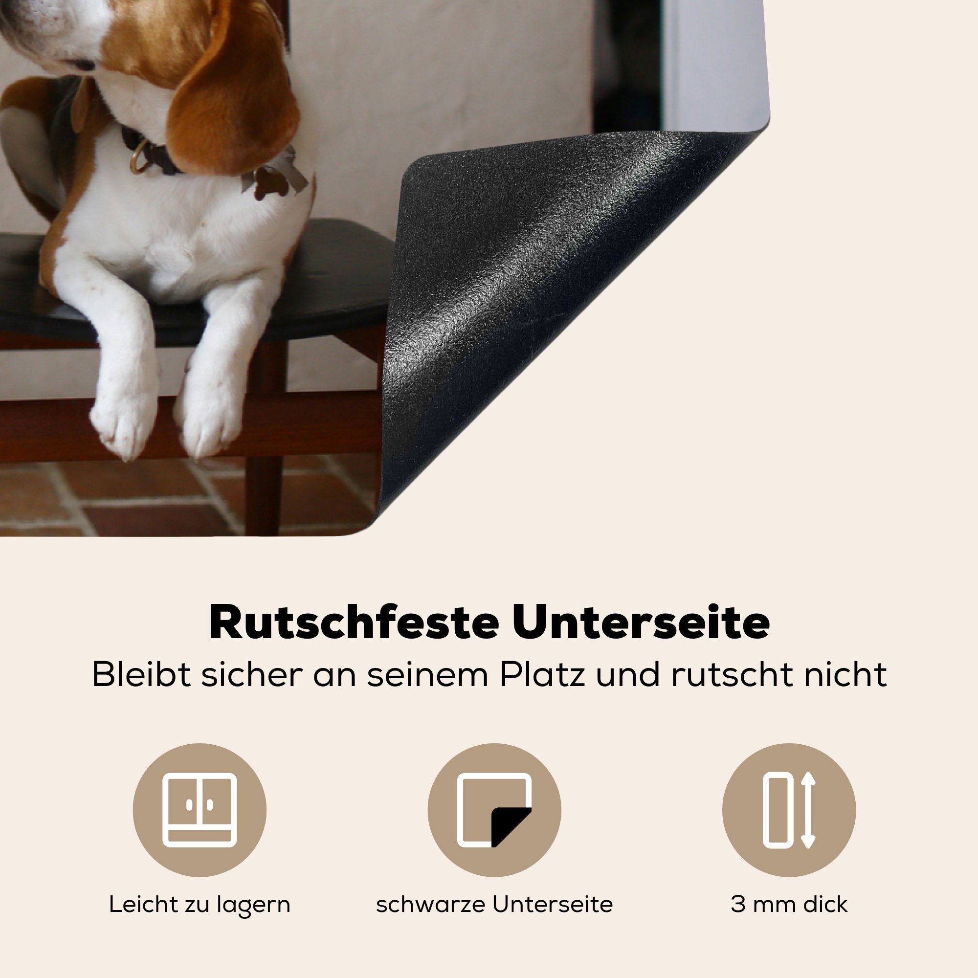 für Ceranfeldabdeckung Herdblende-/Abdeckplatte tlg), Schutz (1 - küche, cm, Hund, die - Hochstuhl Vinyl, 81x52 MuchoWow Induktionskochfeld Baby