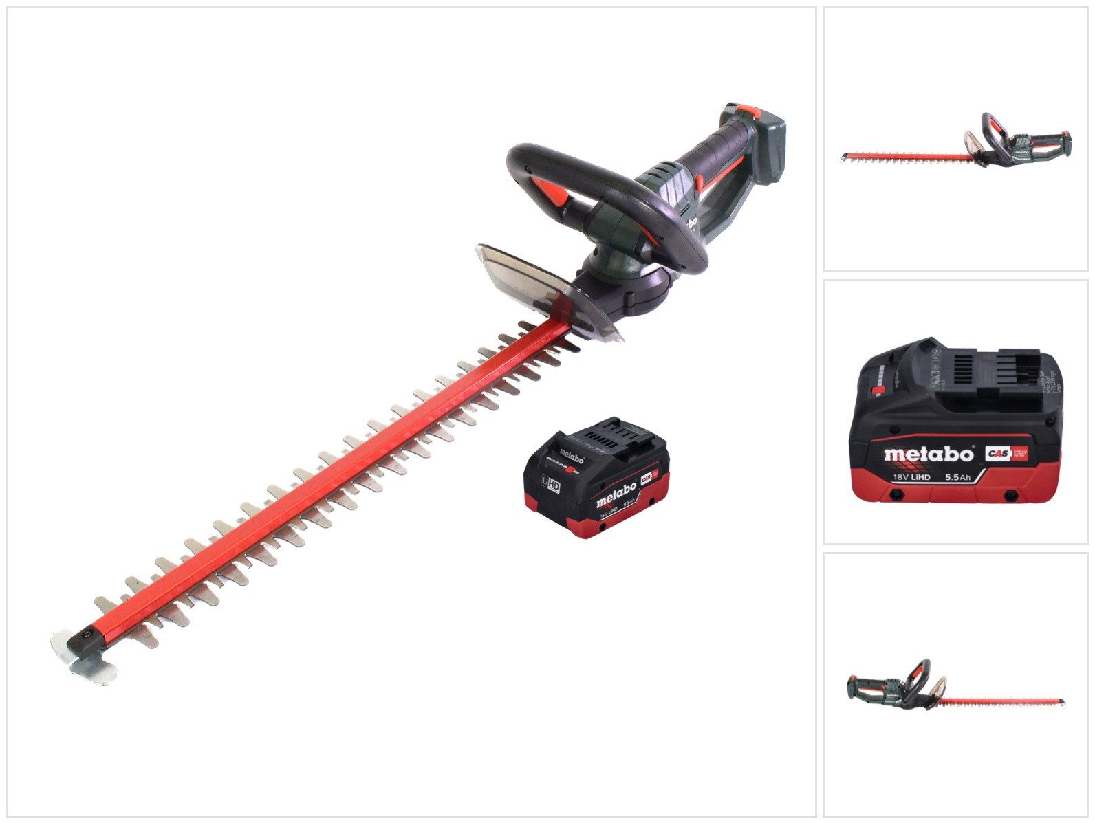 metabo Akku-Heckenschere HS 18 LTX 45 Akku Heckenschere 18 V 43 cm + 1x Akku 5,5 Ah - ohne Lad
