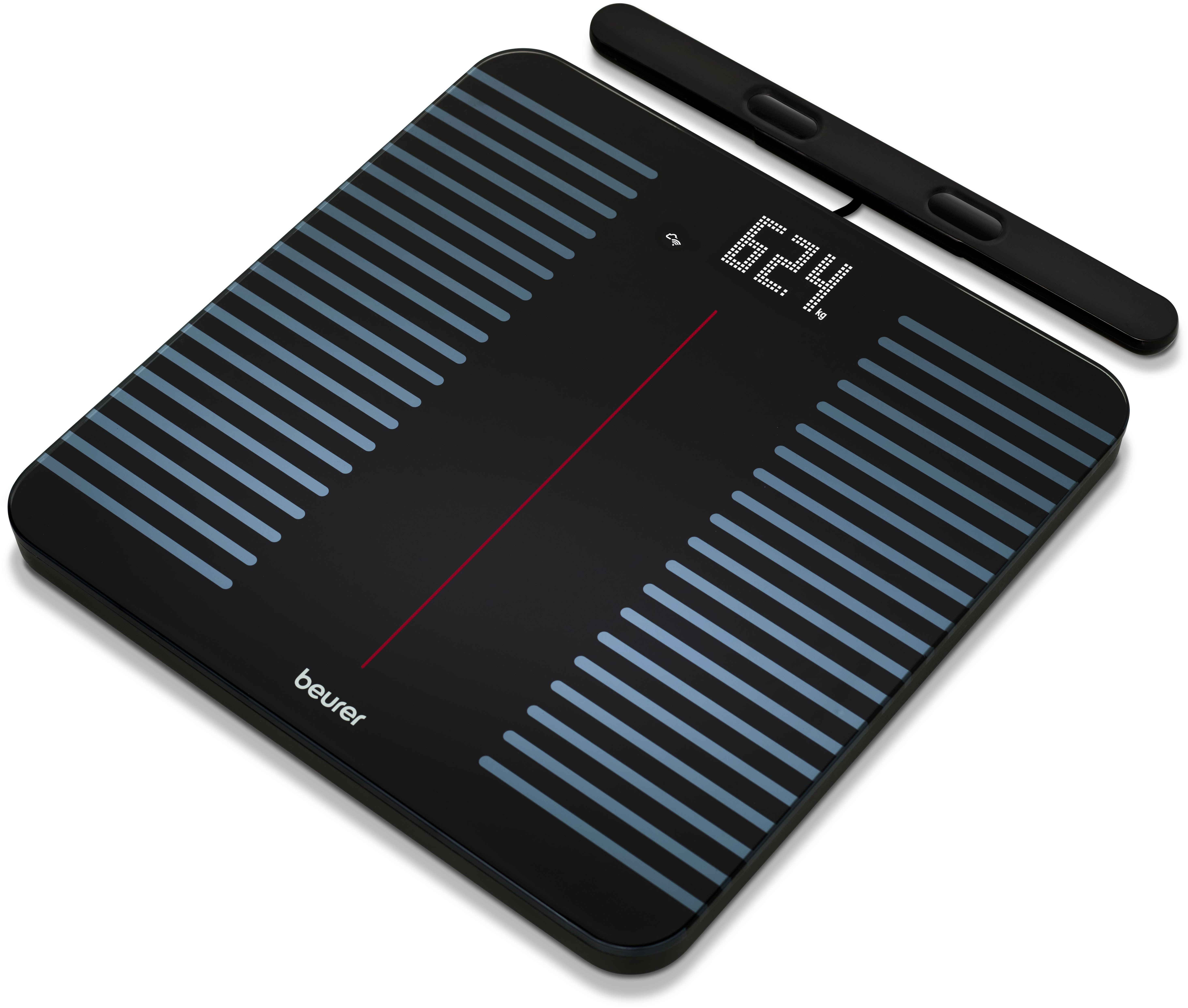 BEURER Körper-Analyse-Waage BF 990 Diagnosewaage zur Ganzkörperanalyse, 180 kg, App-Verbindung, Mit Handsensoren und App-Anbindung via WIFI/Bluetooth, 25 Messwerte