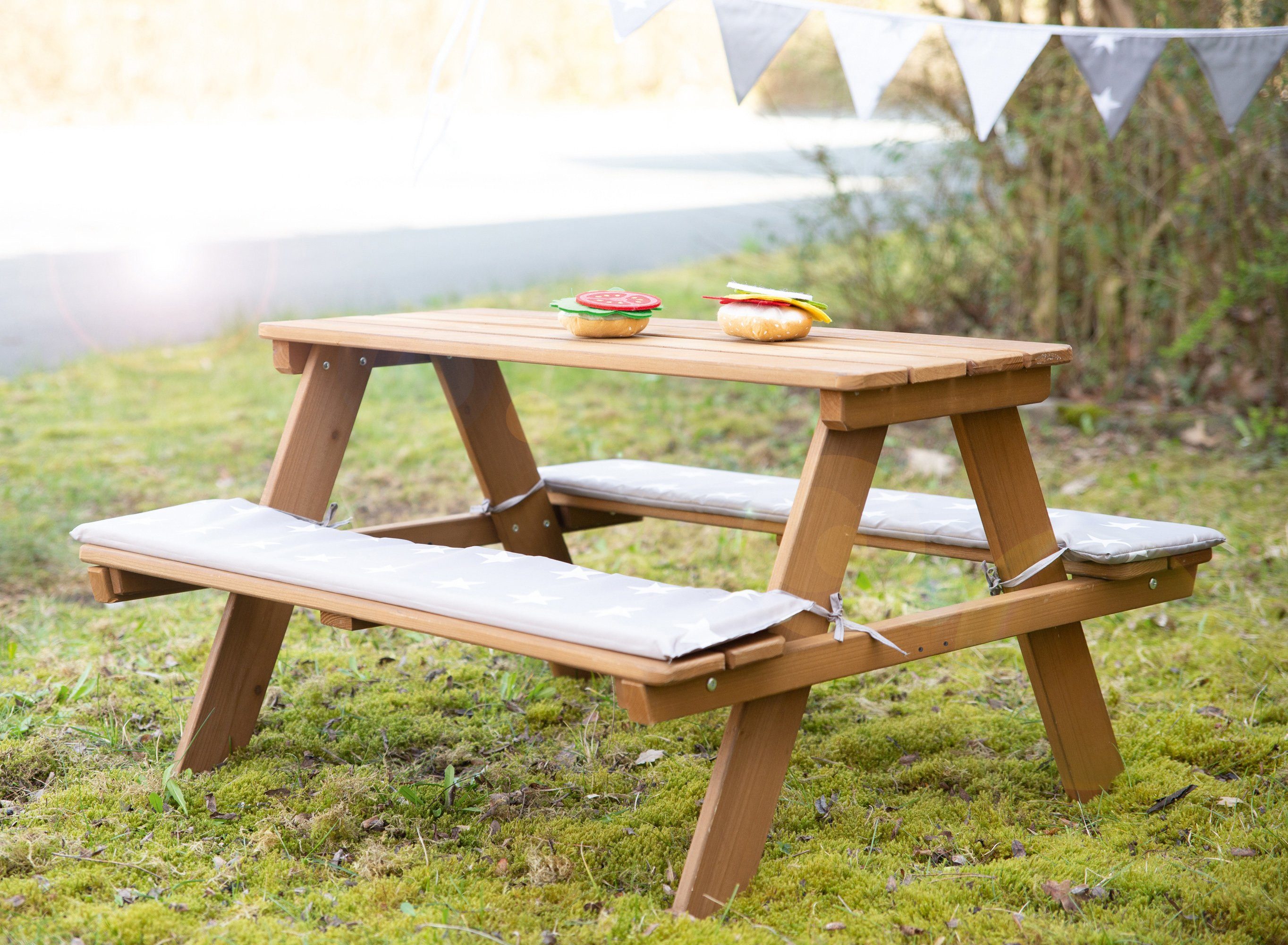 roba® Kindersitzgruppe Picknick for 4 Outdoor Deluxe, Teakholz-Optik, mit abgerundeten Ecken