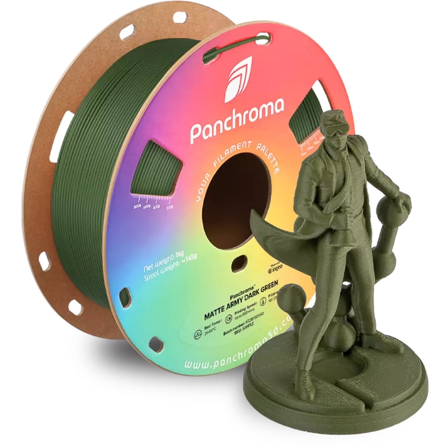 Polymaker Filament POLYMAKER 3D Filament PLA MATTE, 1 kg, dunkelgrün, 1,75 mm