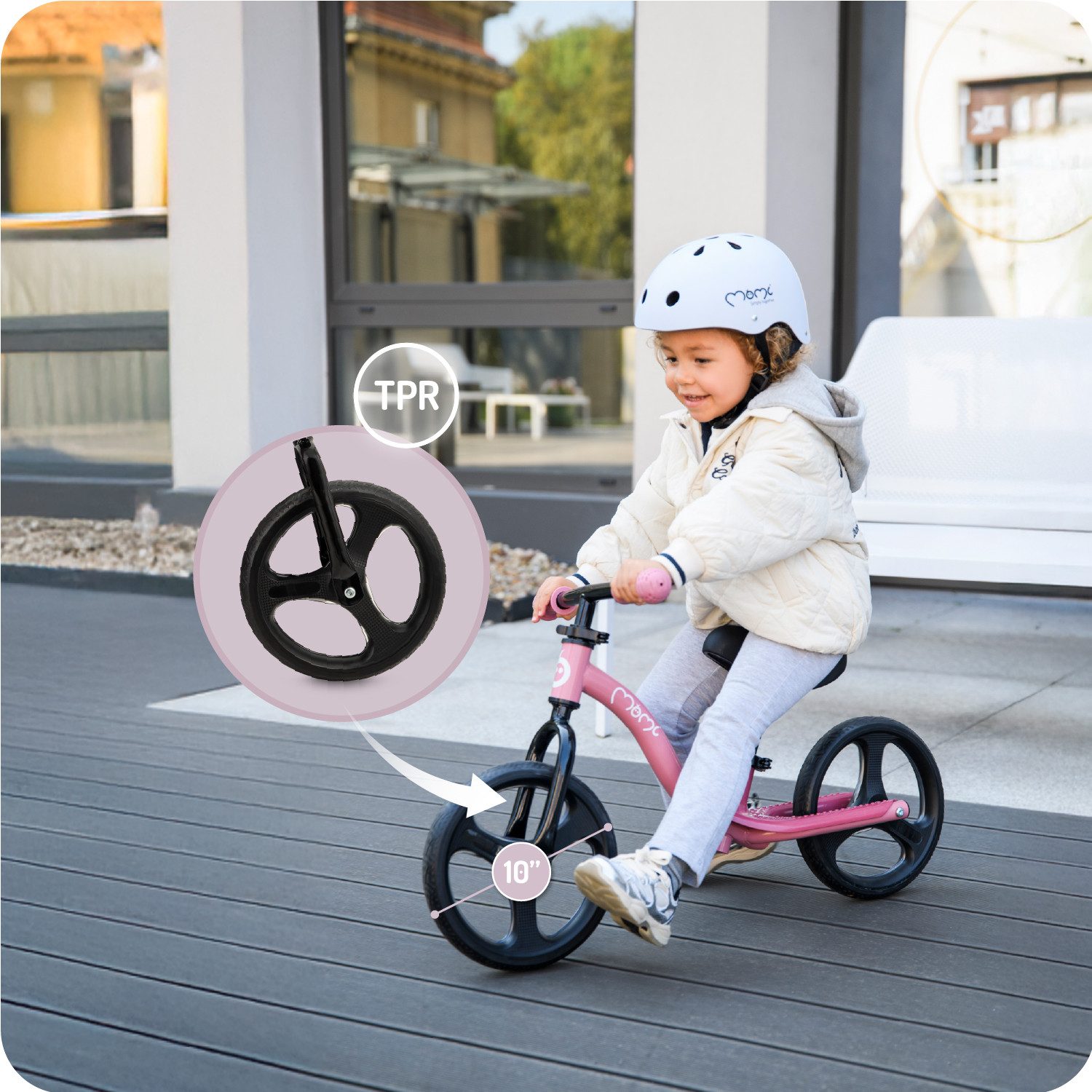 MoMi Laufrad Isoka 10 Zoll, Mit LED-Leuchträdern & Dynamo, bis 35 kg