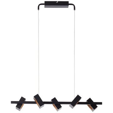 Brilliant Pendelleuchte Dillard, Dillard LED Pendelleuchte 5flg schwarz gold, Aluminium, 5x LED integri