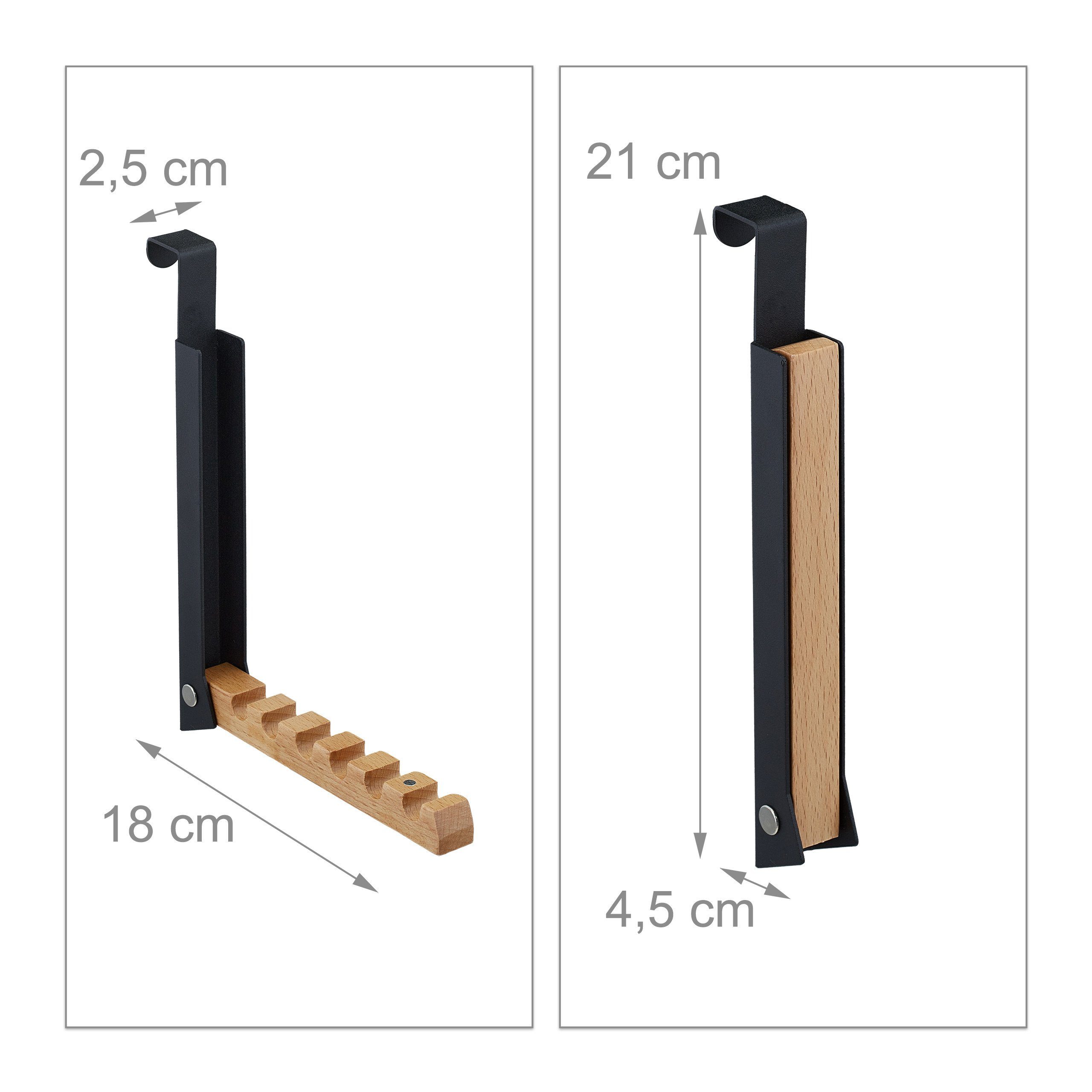 relaxdays Türhaken Klappbare Türgarderobe schwarz, Taschen, Schals und Tücher, Türfalz bis 2 cm, Bis zu 6 Kleiderbügel, Schrank- und Zimmertüren, (1-St) – Bild 4 von 5