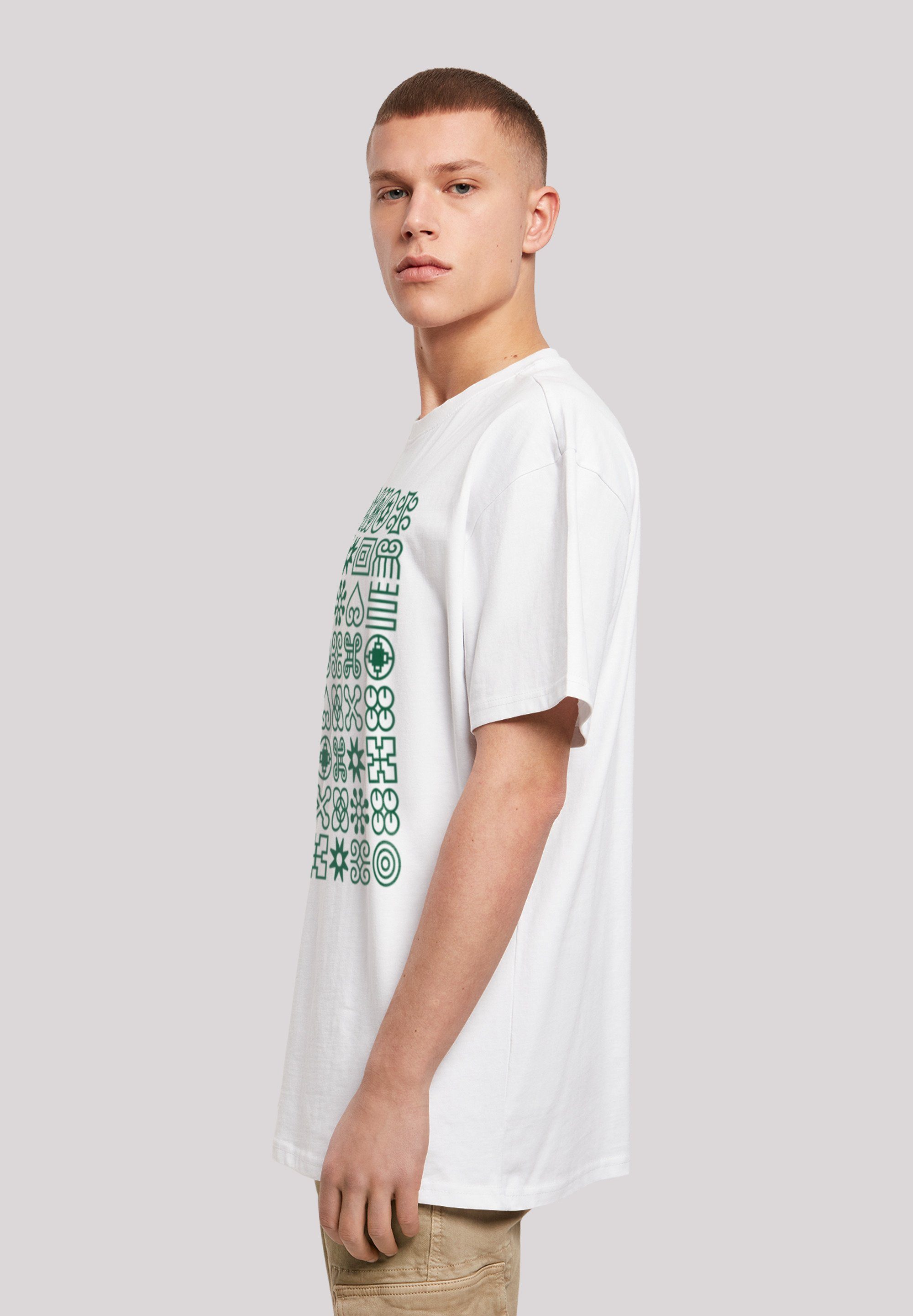 F4NT4STIC Muster T-Shirt Grün Symbole weiß Print