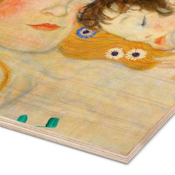 Posterlounge Holzbild Gustav Klimt, Mutter und Kind (Detail), Wohnzimmer Malerei