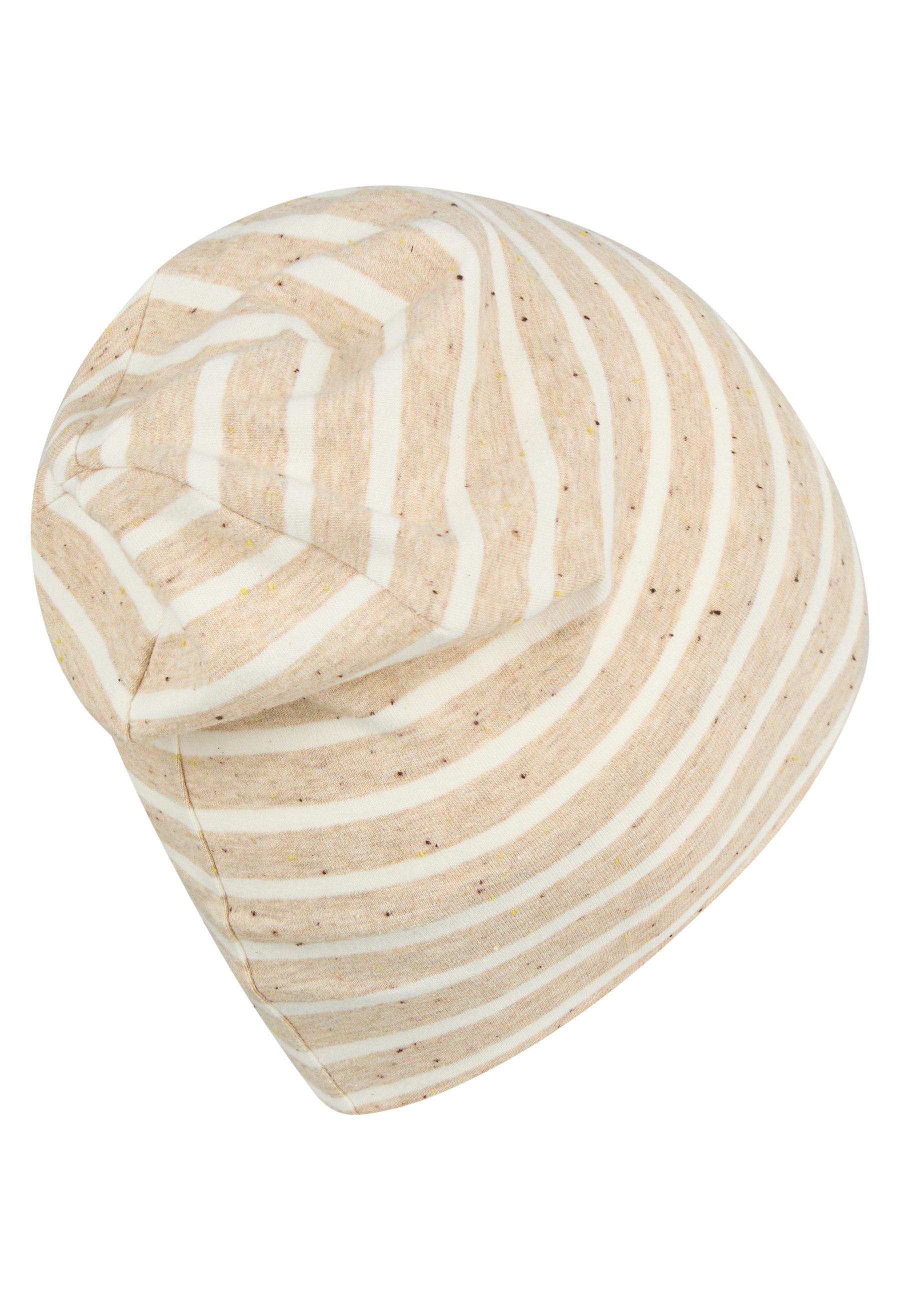 Sterntaler® Beanie UV-Schutz 50+ Beanie Streifen (1-St) Beanie aus Ringel-Melange-Jersey mit Pünktchen, 2 Tragevarianten