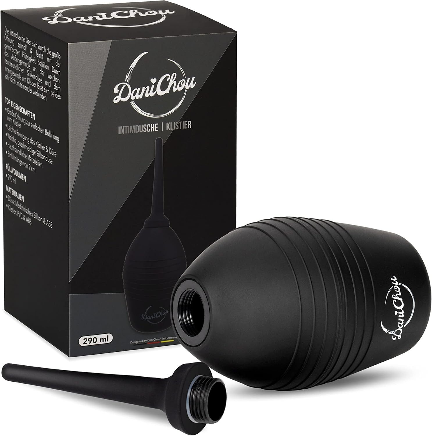 DaniChou Mobiles Bidet Klistier 290ml – Intimdusche für sanfte rektale Reinigung, (medizinisches Silikon & BPA-freies PVC, weiche), Düse, wiederverwendbar, hygienisch