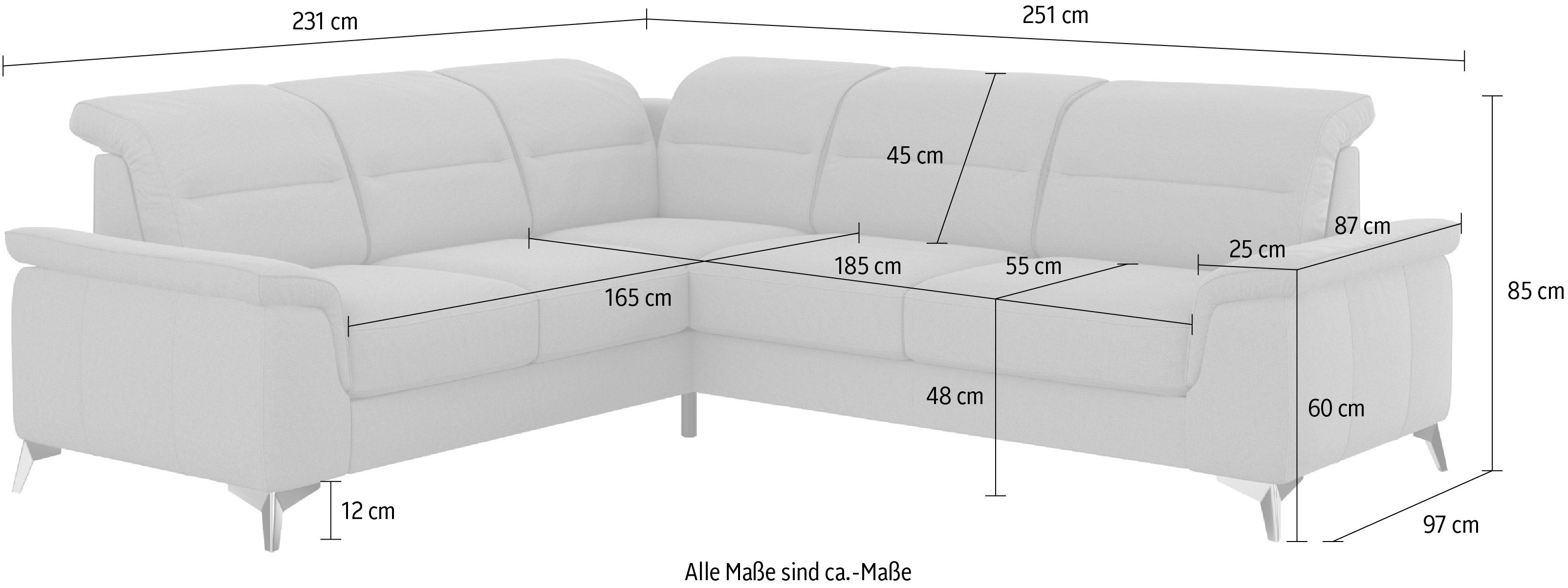 sit&more Ecksofa Sinatra, mit Armteilfunktion, Metallfüße optinal und Kopfteilverstellung