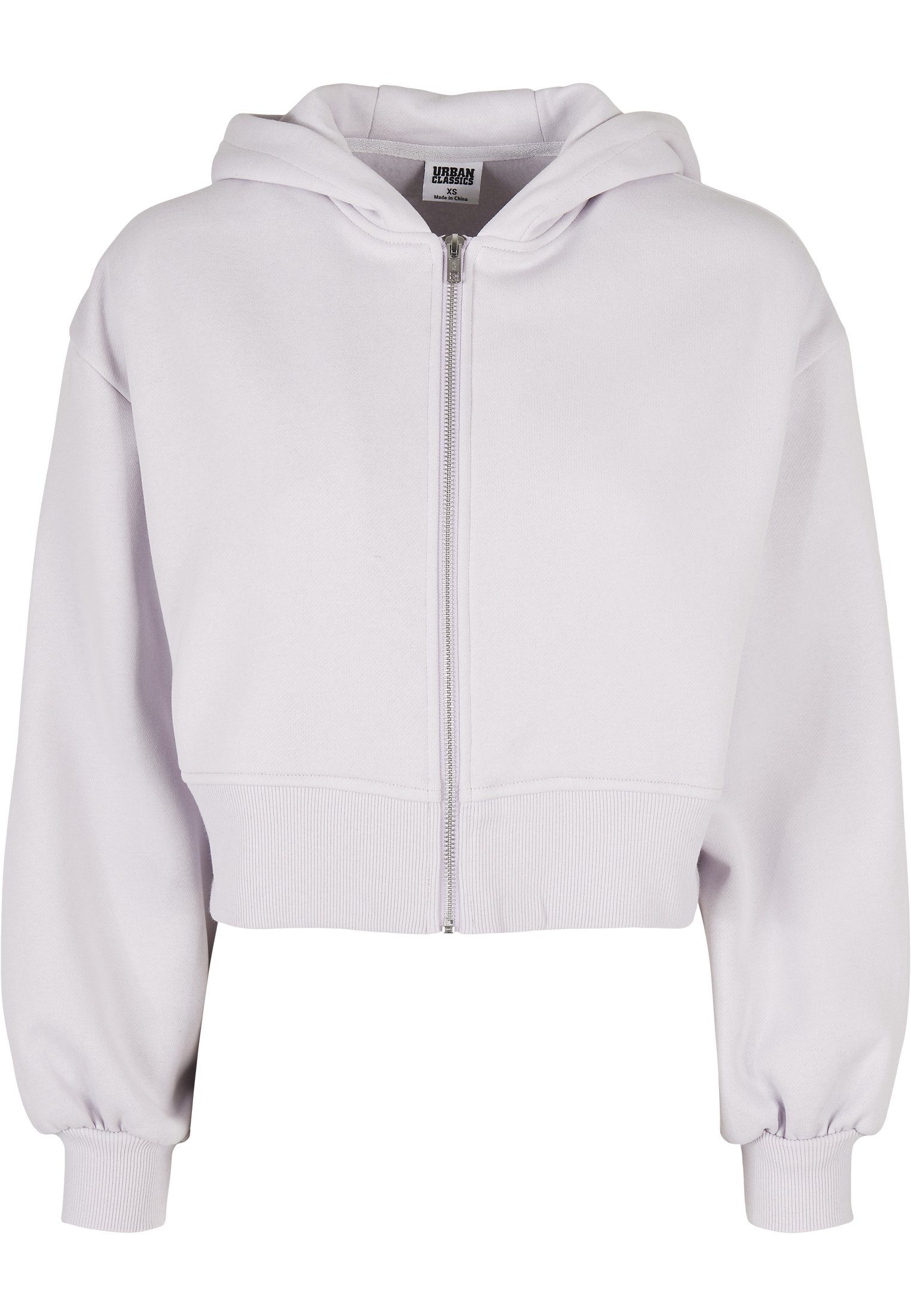 URBAN CLASSICS Sweatjacke Damen Oversized Jacket Short softlilac Ladies Zip (1-tlg)