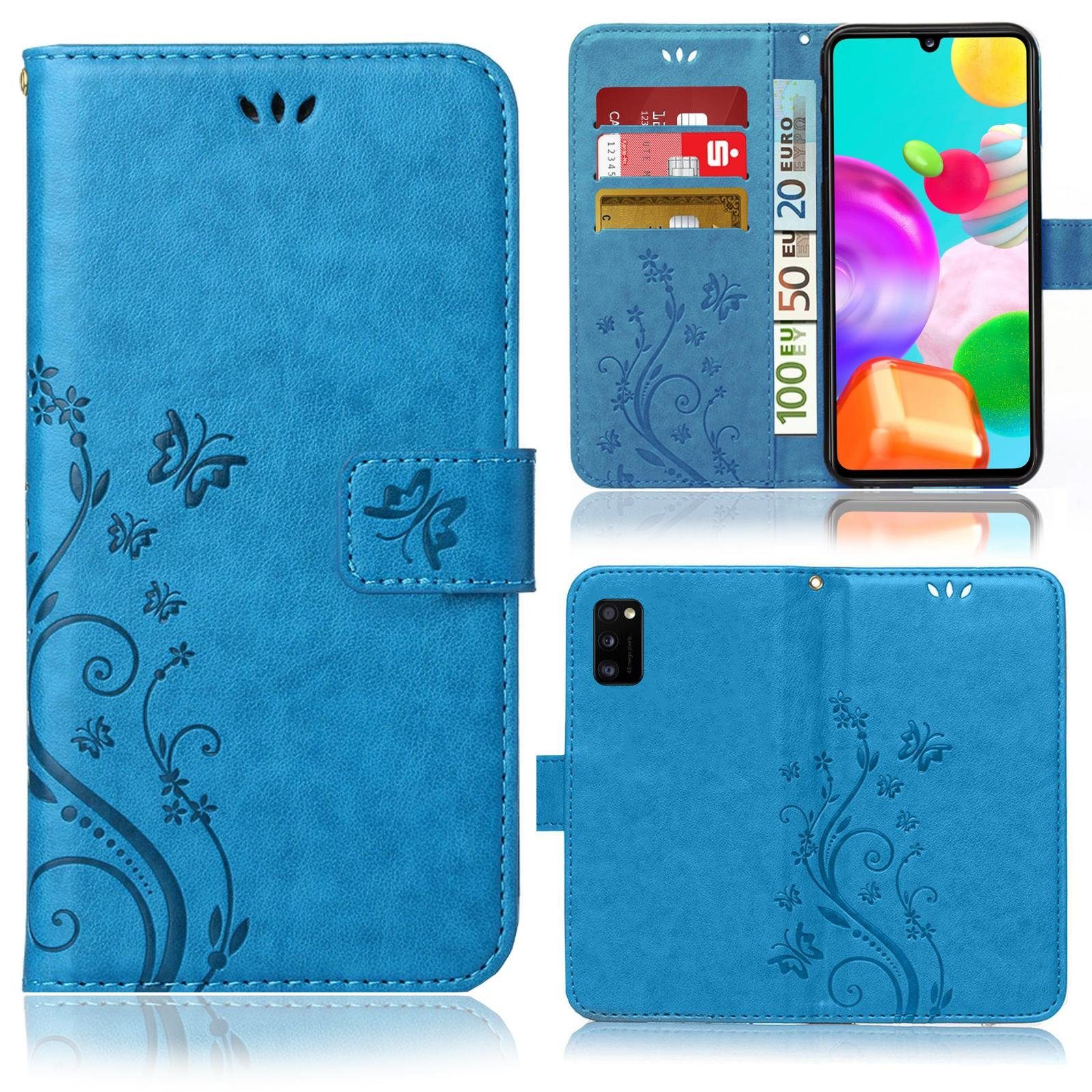 Numerva Handyhülle Bookstyle Flower Handytasche Schutzhülle für Samsung Galaxy A41, Klapphülle Flip Cover mit Blumenmuster
