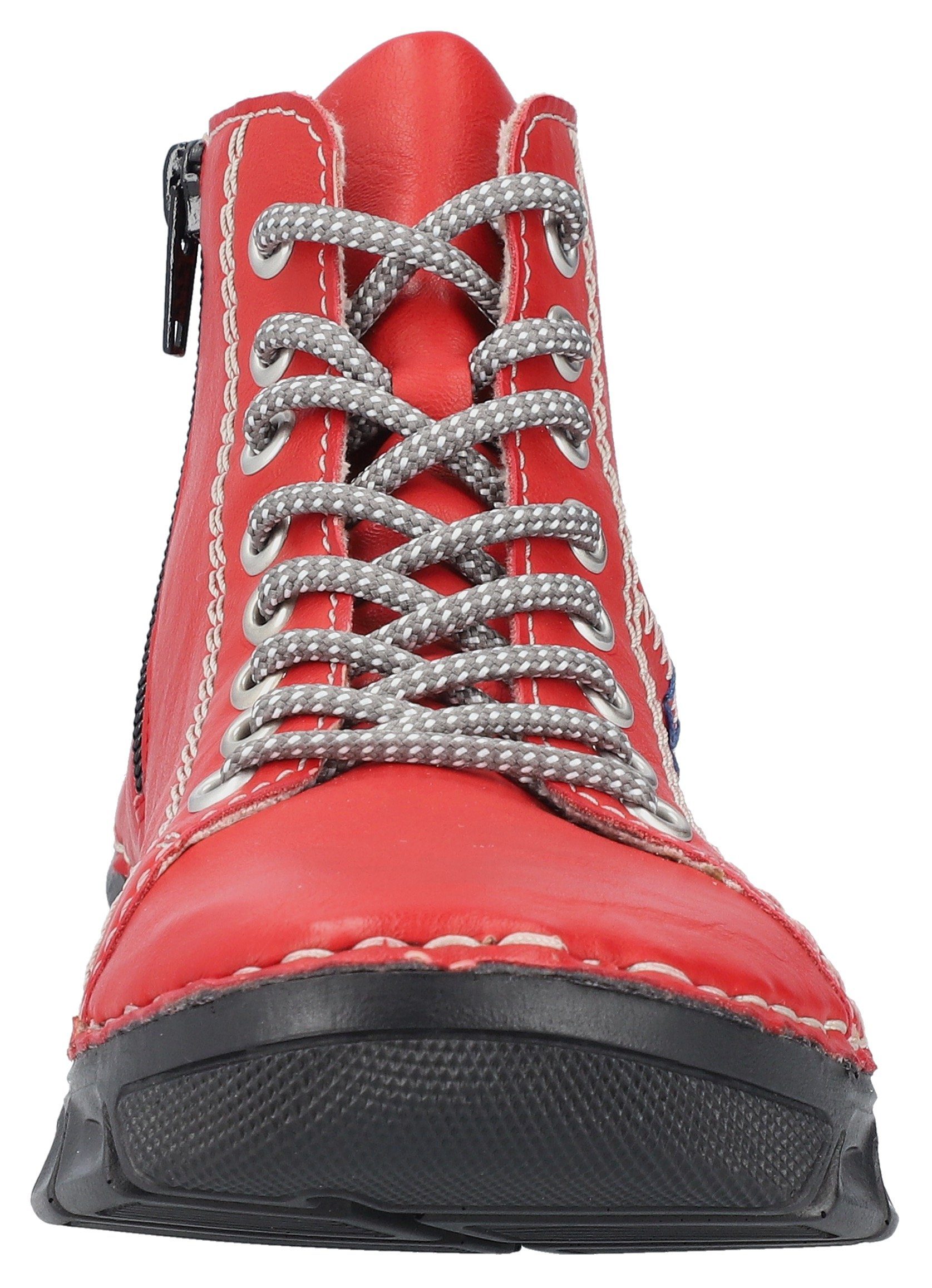 Rieker Schnürboots, Schnürstiefelette, High Top Sneaker, Schnürschuh mit Kontrastnaht