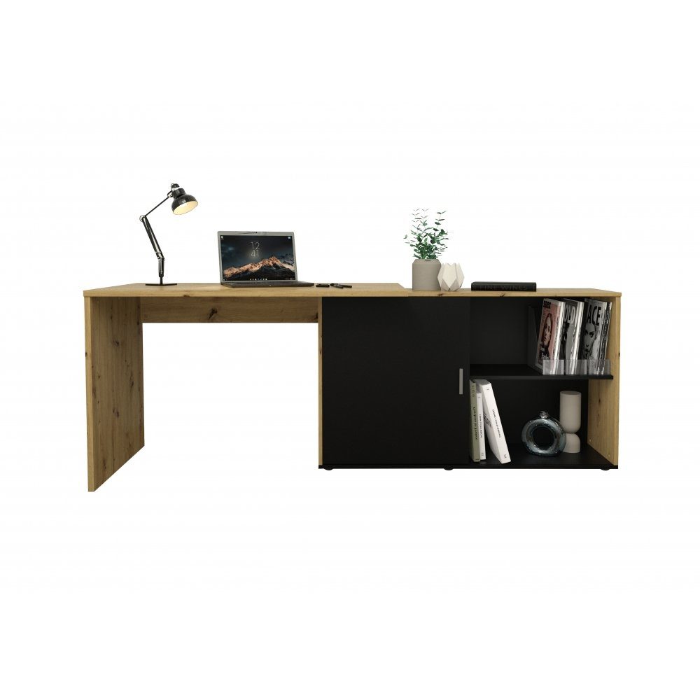 FMD Bürotisch Schreibtisch ca. Möbel Winkelschreibtisch VALLEY 119x124 Artisan Schreibtisch Office Eiche Arbeitstisch cm