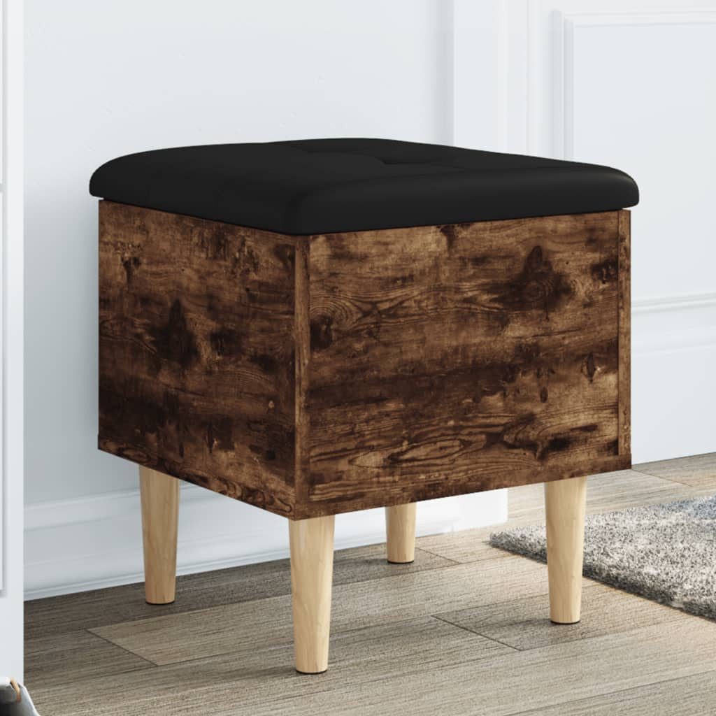 furnicato Truhenbank Sitzbank Räuchereiche 42 x 42 x 46 cm mit Stauraum und Kissen