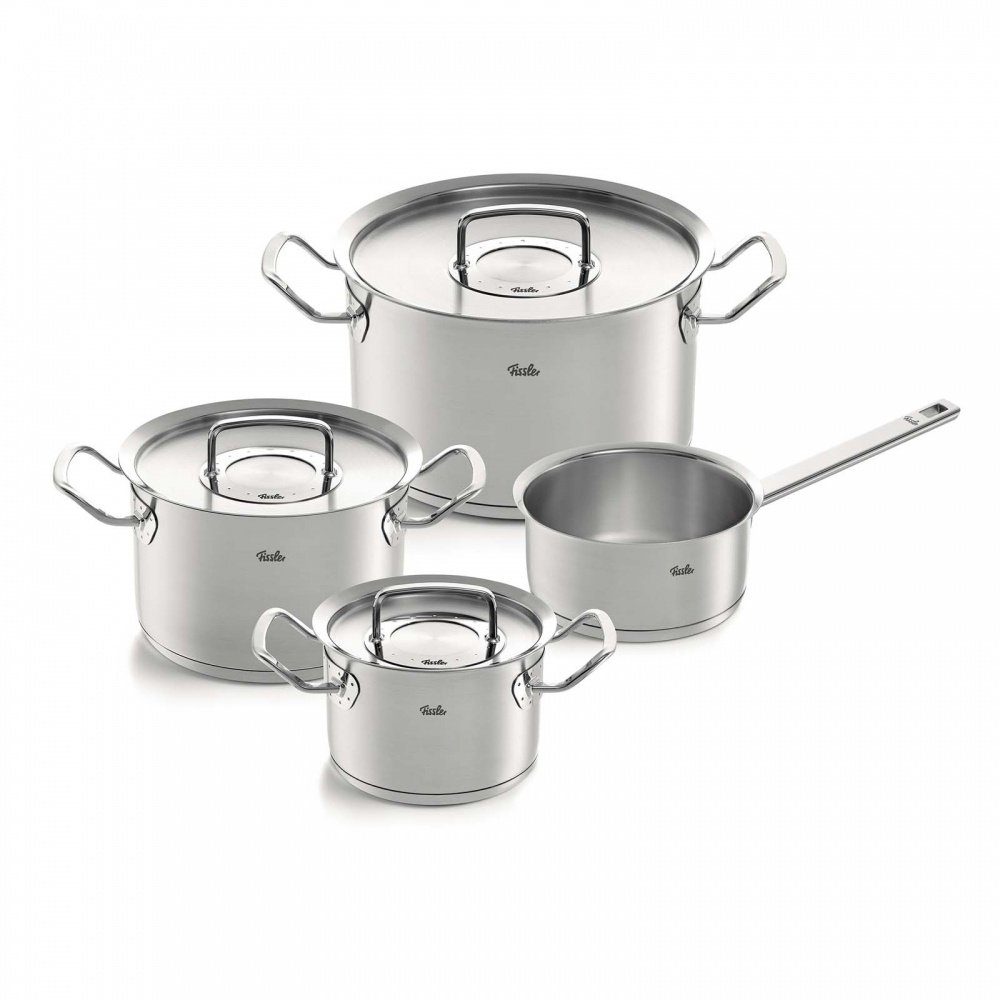 Set Fissler ( Germany, Set, original-profi Topf-Set 4-tlg), 18/10 collection Made Material: Edelstahl in II 4-tlg., Edelstahl