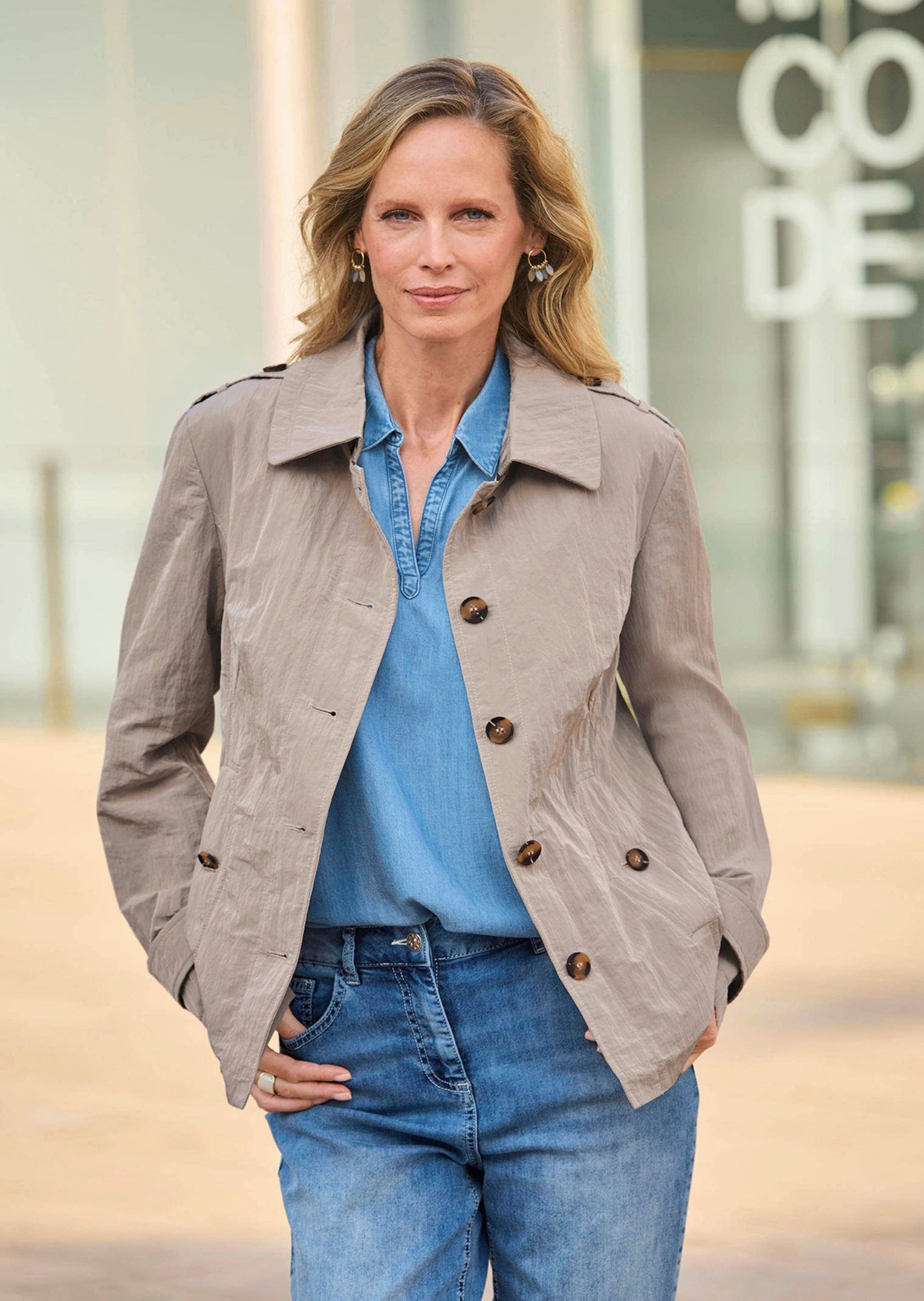 Allwetterjacke Übergangsjacke mit Crash-Optik