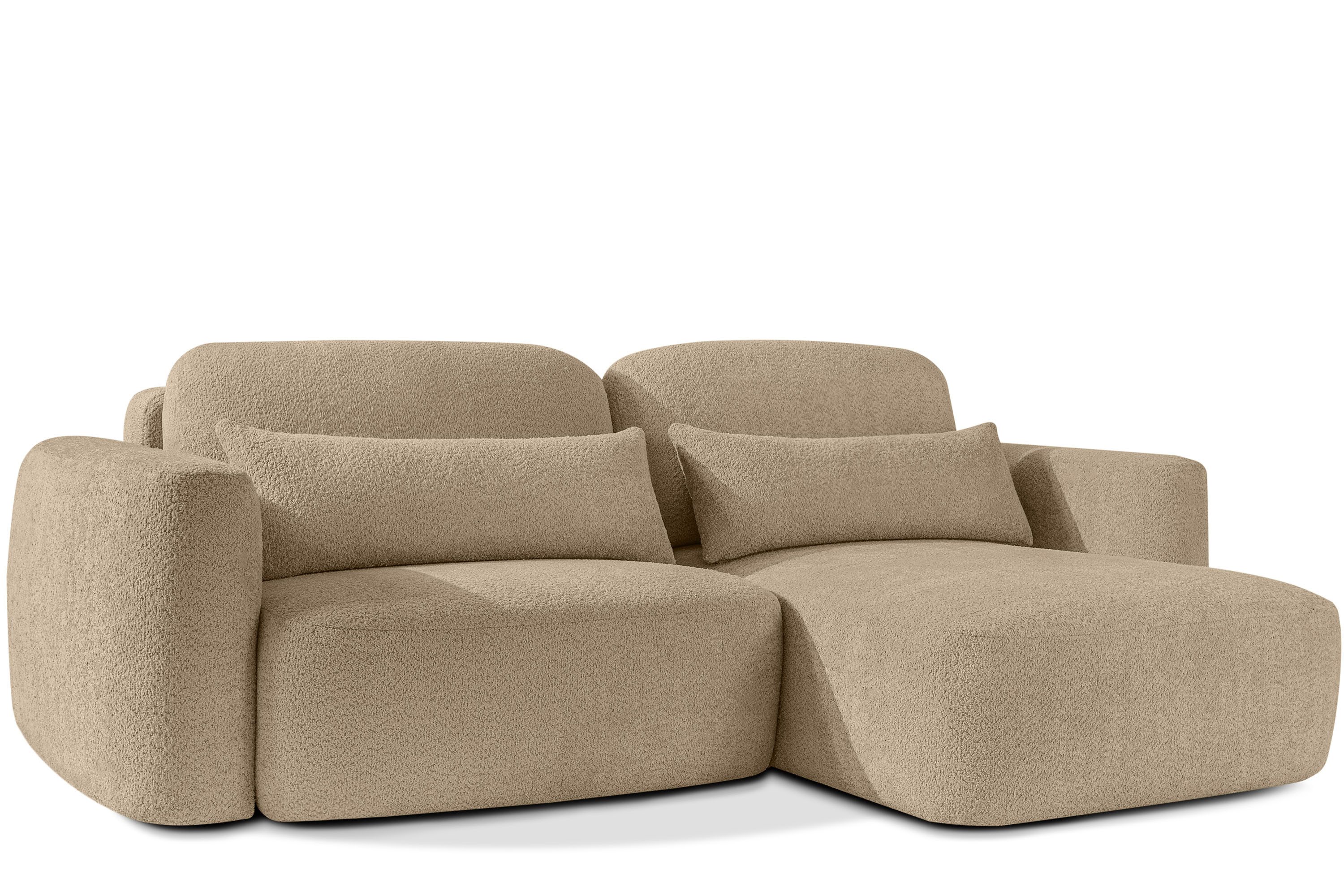 KONSIMO® Ecksofa ELOSA Japandi-Stil, mit Lendenkissen, Premiumqualität aus EU, Ecksofa rechts, mit Schlaffunktion, Liegefläche 195x163 cm