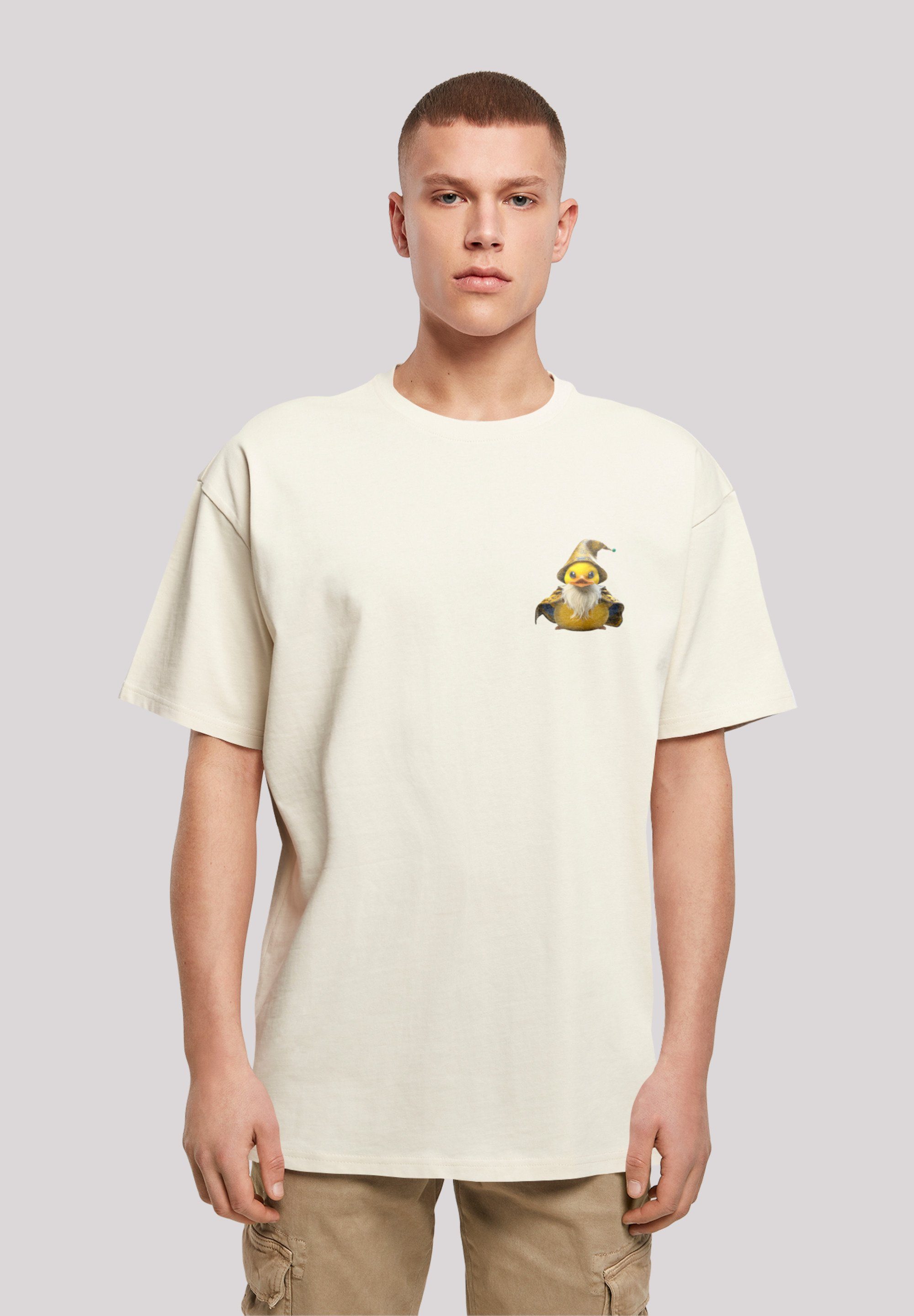 F4NT4STIC T-Shirt Rubber TEE OVERSIZE sand Wizard Duck Print