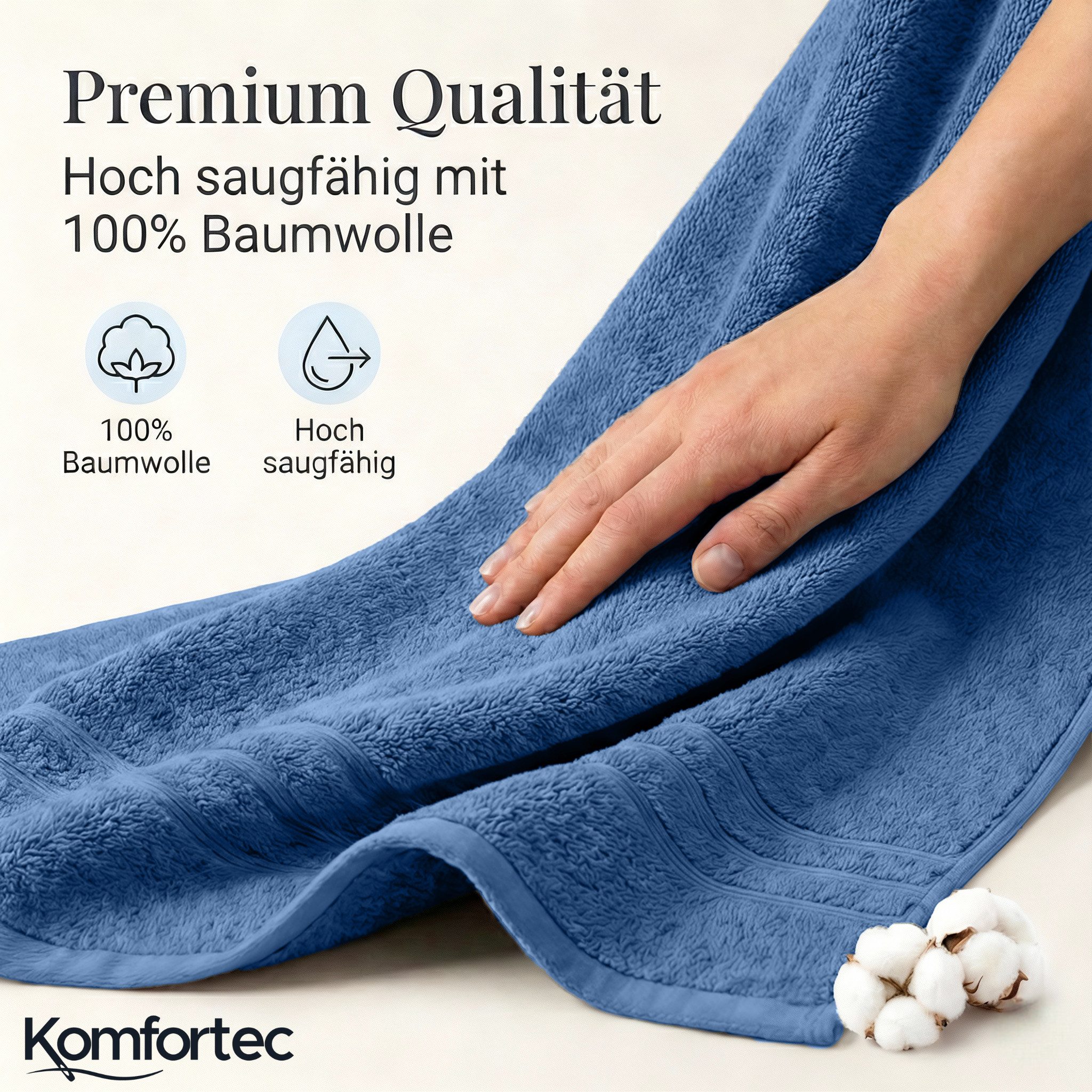 Komfortec Saunatuch Frotte aus 100% Baumwolle, Frottee (Packung, 2-St), 80x200 Saunatücher set XXL, Weich, Schnelltrocknend – Bild 4 von 5