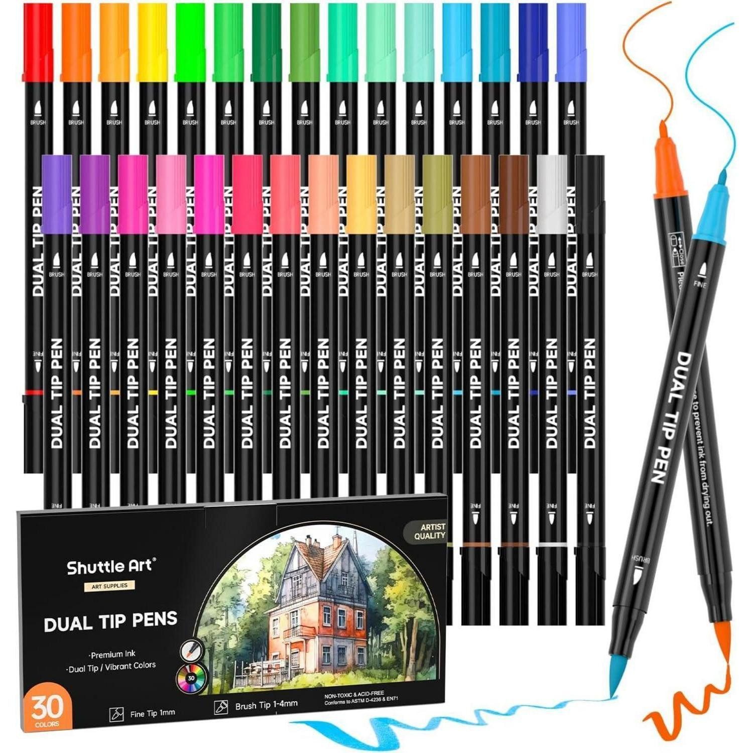LuxusKollektion Pinselstift Pinselstifte doppelseitig dual Handlettering Kalligraphie 30 Farben