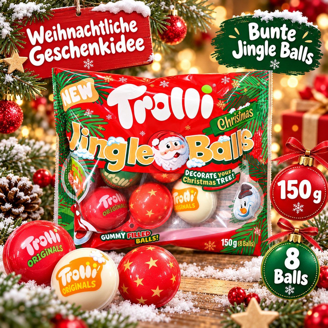 TROLLI Süßigkeit 1x Trolli Christmas Jingle Balls, 150 g