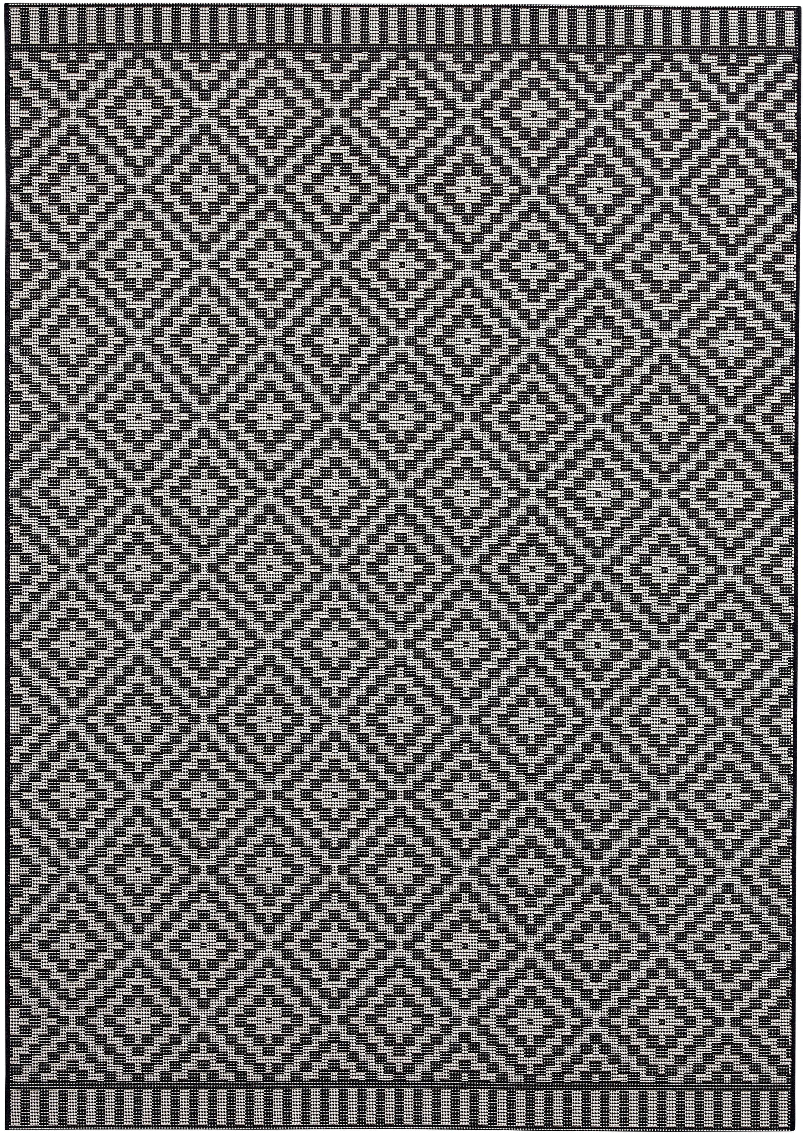 Teppich Breeze, freundin Home Collection, rechteckig, Höhe: 8 mm, In-& Outdoor, Wetterfest, Balkon, Garten, Wohnzimmer, Rauten schwarz/creme