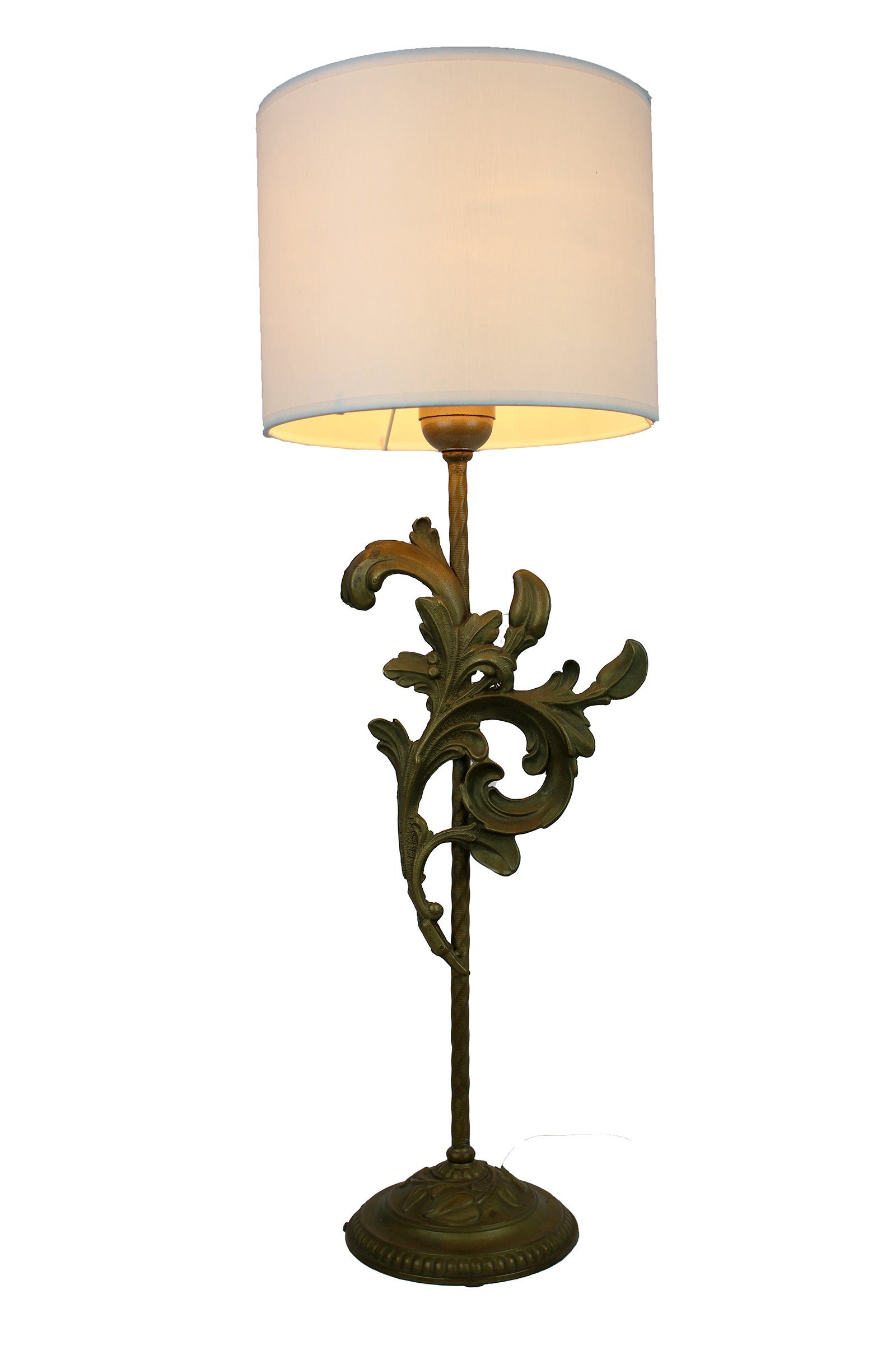 Tischleuchte ohne Leuchtmittel, goldfarben in Italien Home Signature Lampenschirm handgefertigt Altmessing Ornament warmweiß, Tischleuchte mit klassisch, Collection