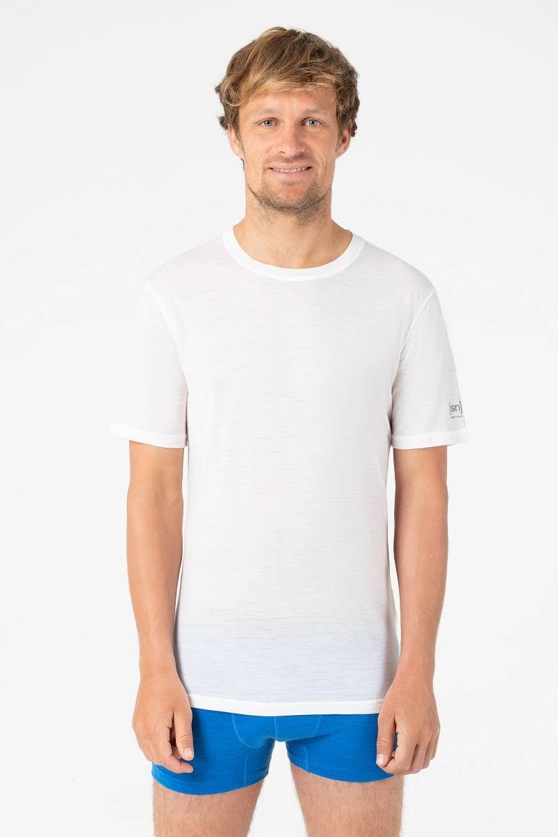 SUPER.NATURAL Funktionsshirt Merino T-Shirt M BASE TEE 140 atmungsaktiver Merino-Materialmix FRESH WHITE