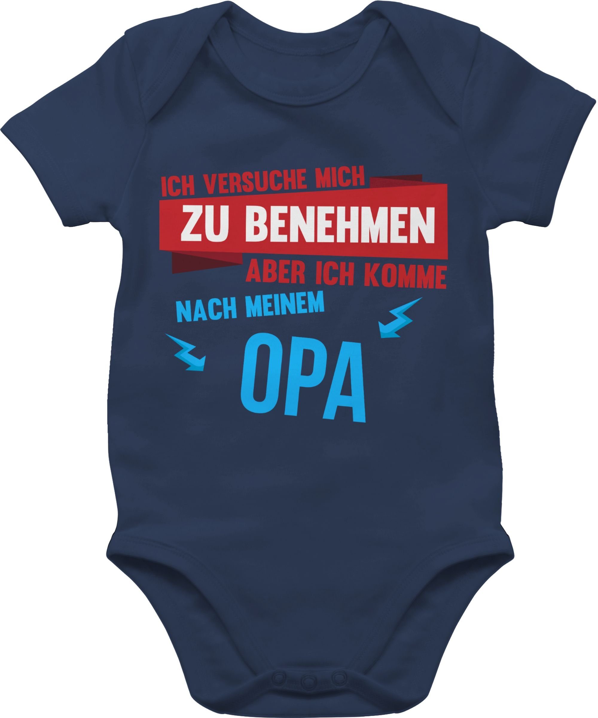 Shirtracer Shirtbody Ich versuche mich zu benehmen aber ich komme nach meinem Opa Sprüche Baby 2 Navy Blau