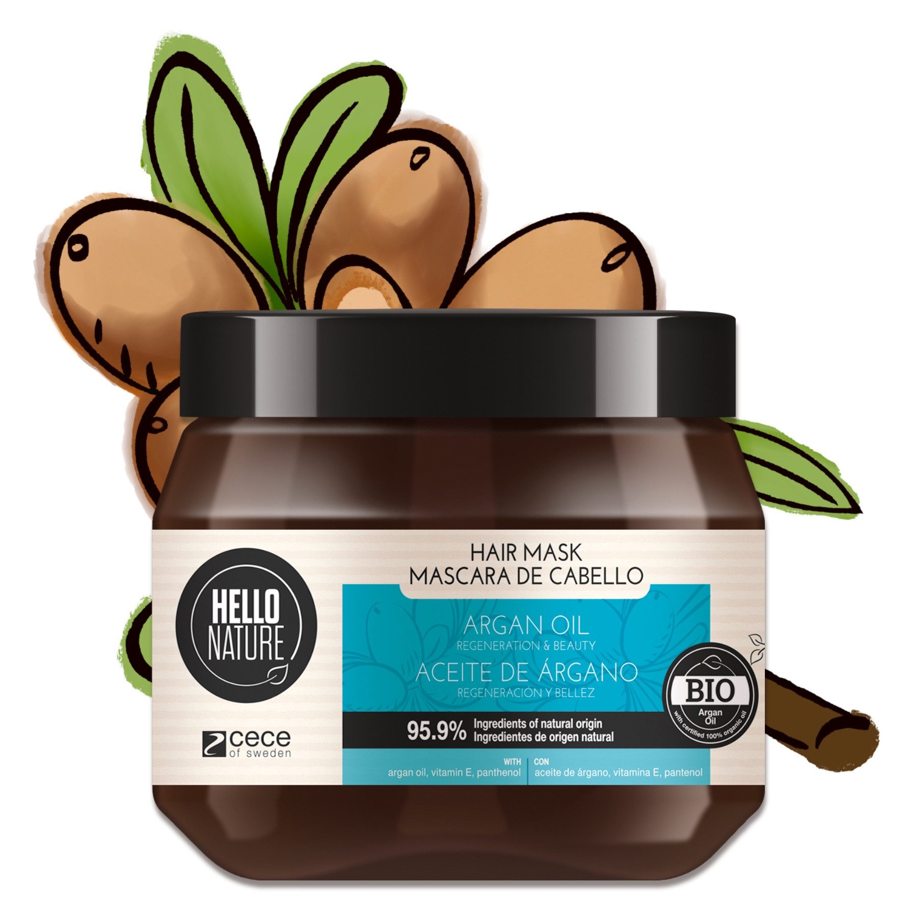 P-Beauty Cosmetic Accessories Haarmaske Haar Repair Intensivpflege Tiefenregeneration Argnöl Hello Nature, 1-tlg., Haarmaske, Haarpflege, Hello Nature, Haarkur, Arganöl