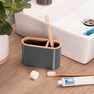 bremermann Zahnputzbecher Zahnbürstenhalter SEGNO aus Bambus und Kunststoff, Utensilienständer