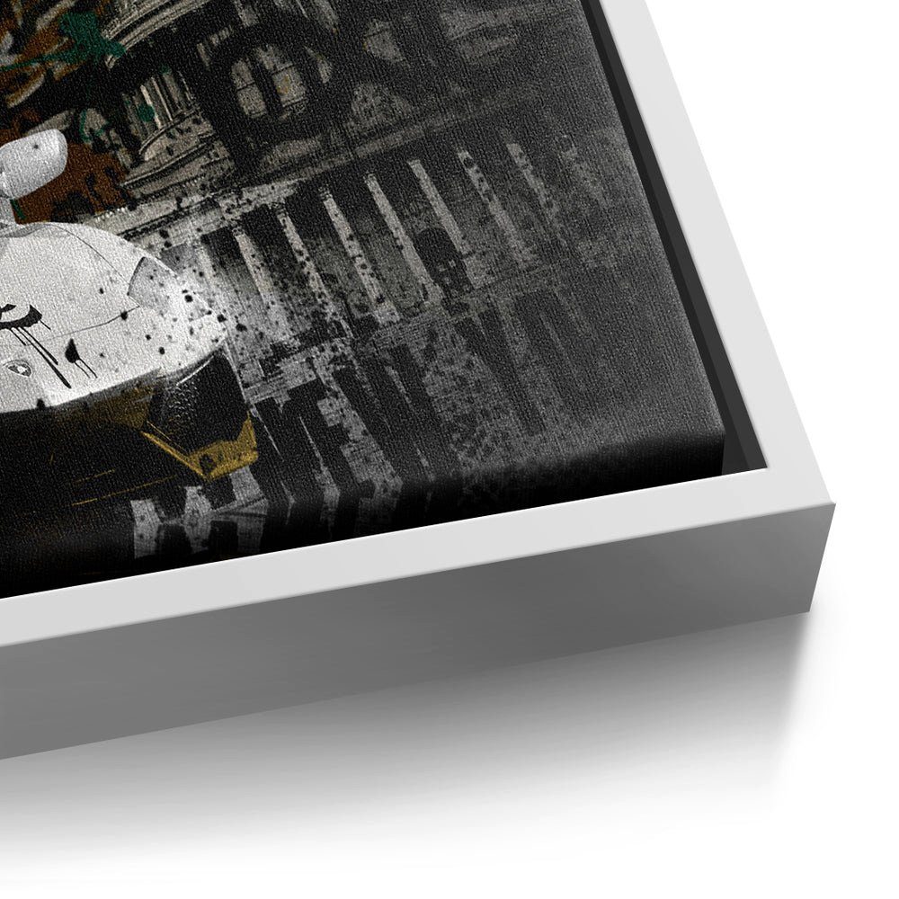 Rahmen Peaky Leinwandbild, DOTCOMCANVAS® Erfolgsbild Premium - Blinders Panorama goldener Wandbild -