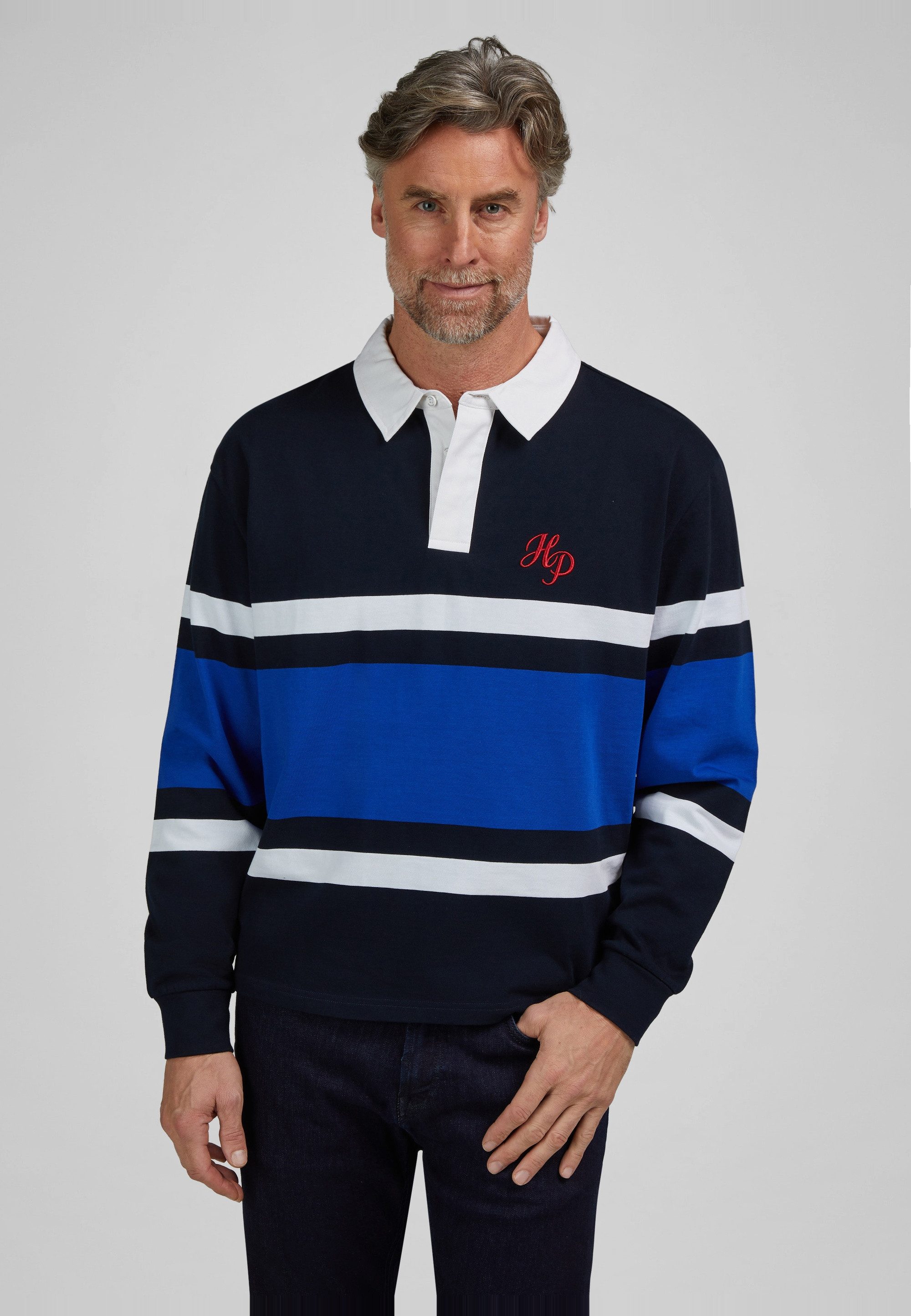 HECHTER PARIS Langarmshirt (1-tlg) mit Polokragen und Knopfleiste