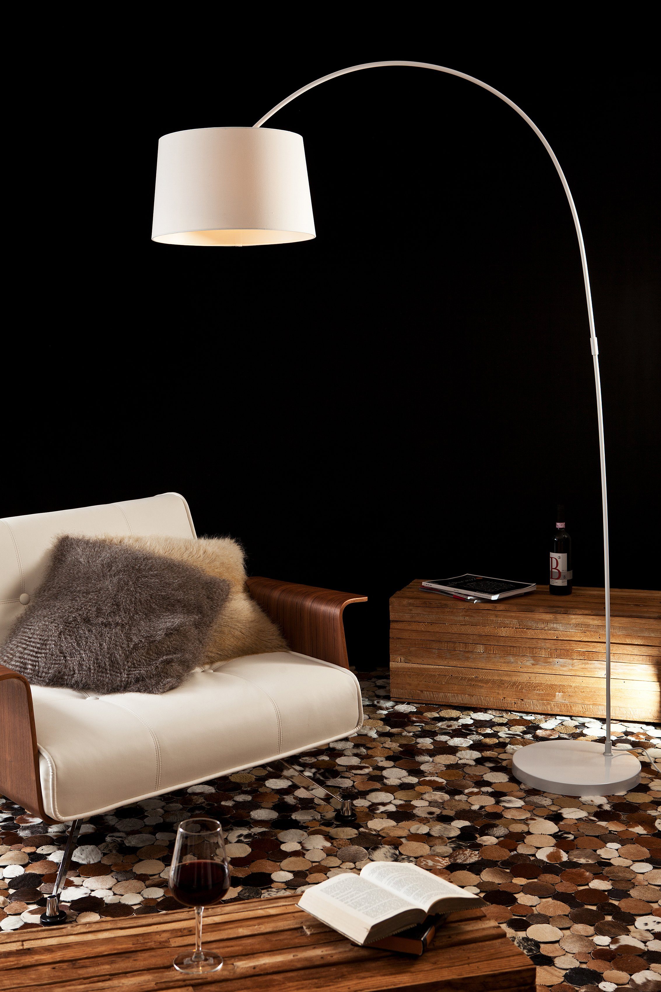 SalesFever Bogenlampe Valdis, Dimmer, ohne Leuchtmittel, mit Dimmschalter, echter Marmorfuß